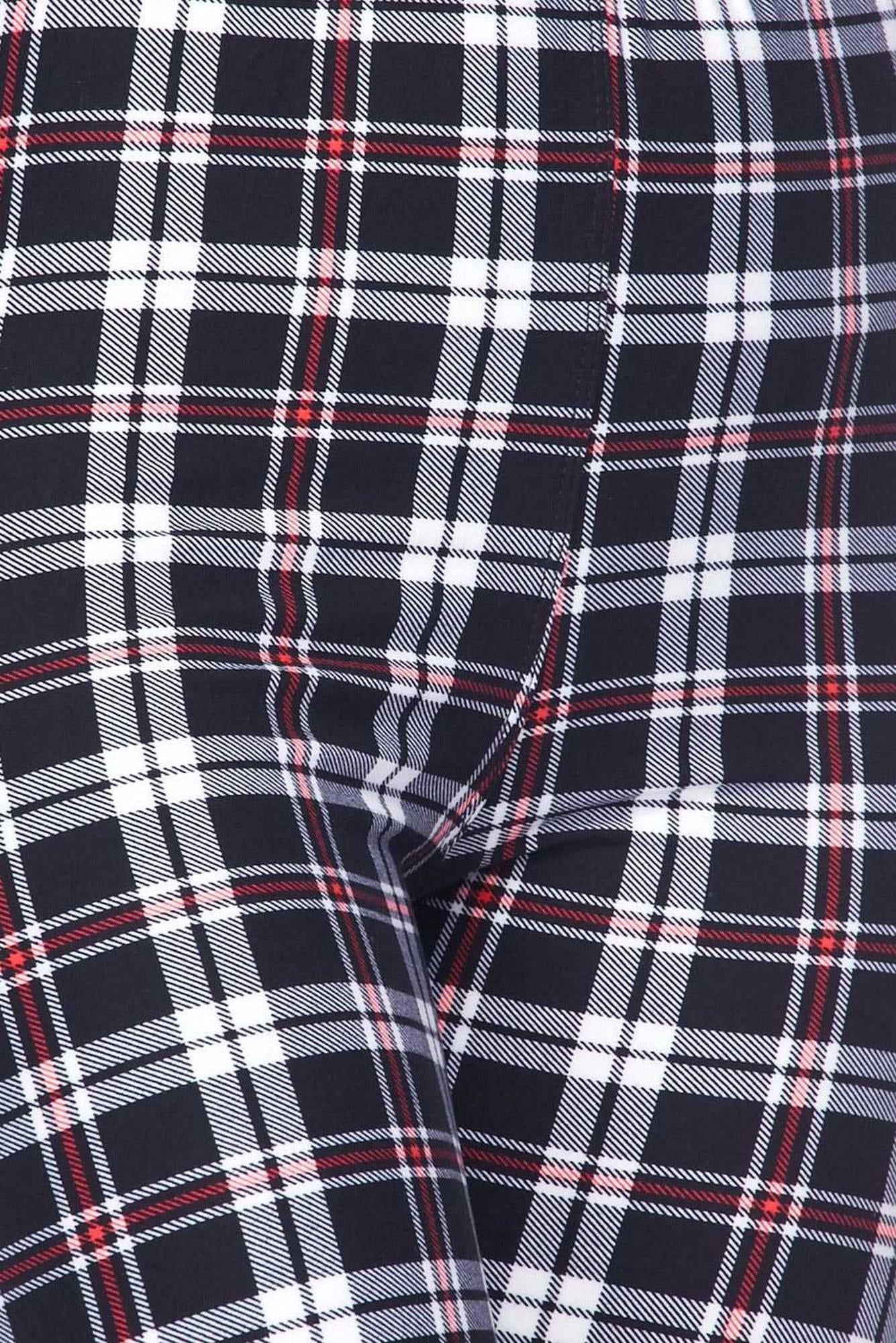 Buttery Smooth Burgundy Stripes Plaid Kids Leggings