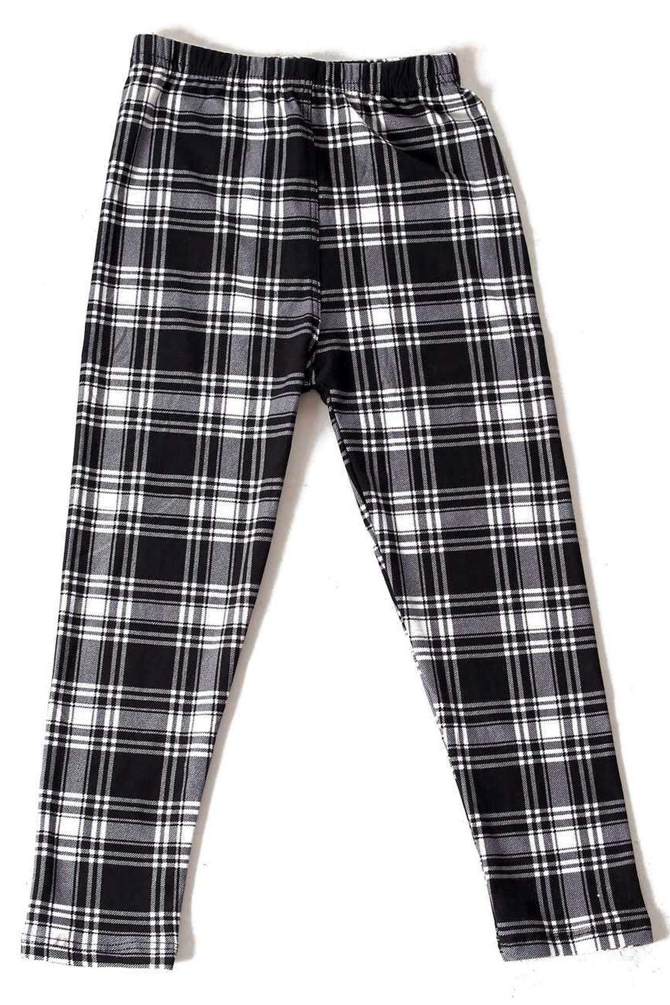 Buttery Smooth Monochrome Tartan Plaid Kids Leggings