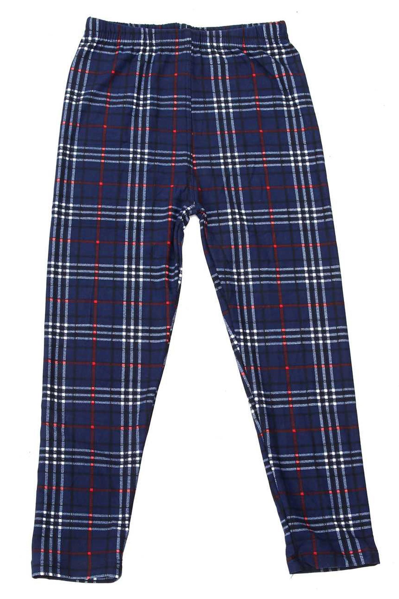 Buttery Smooth Navy Blue Plaid Kids Leggings