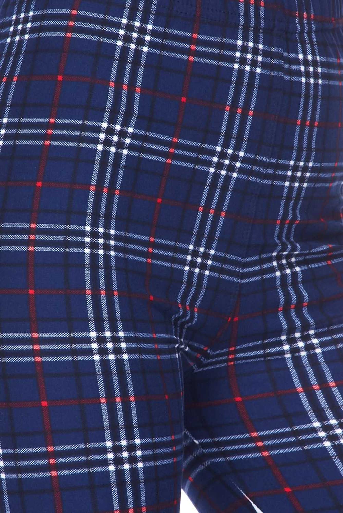 Buttery Smooth Navy Blue Plaid Kids Leggings