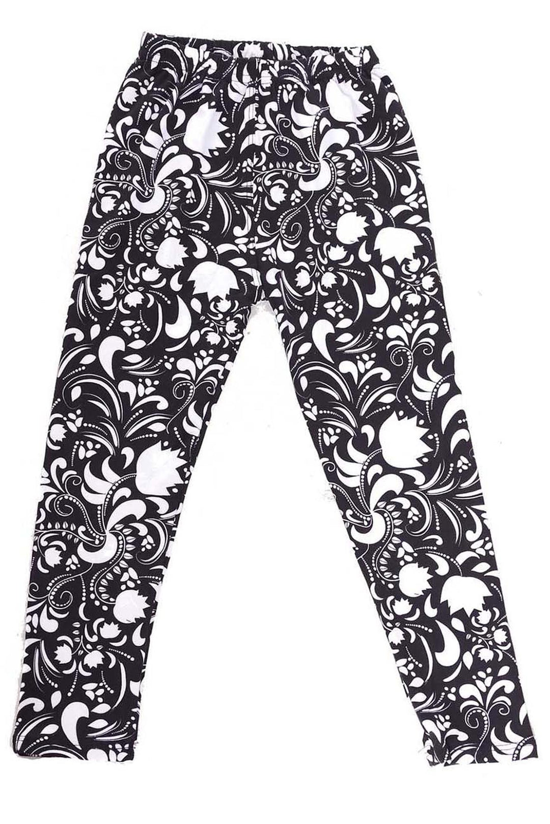 Buttery Smooth Monochrome Spring Floral Kids Leggings
