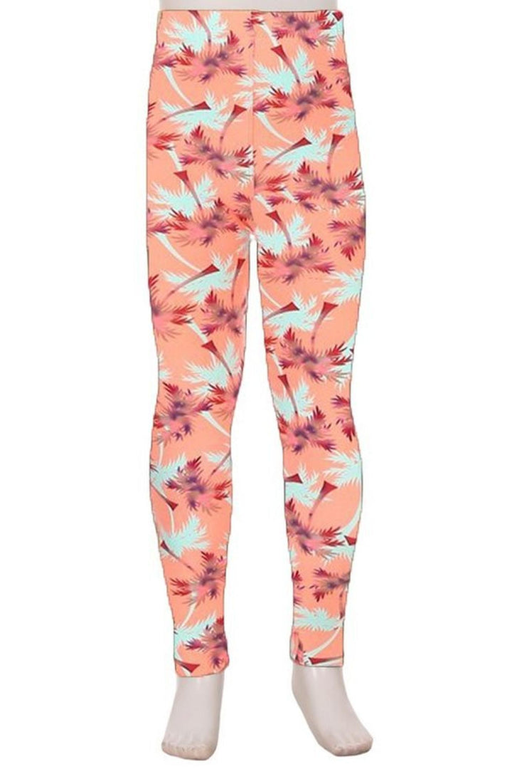 Buttery Smooth Peach Palm Trees Kids Leggings