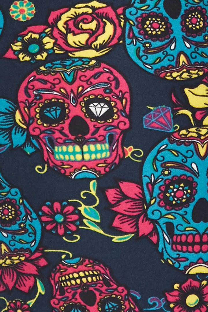 Buttery Smooth Red and Blue Sugar Skull Kids Leggings