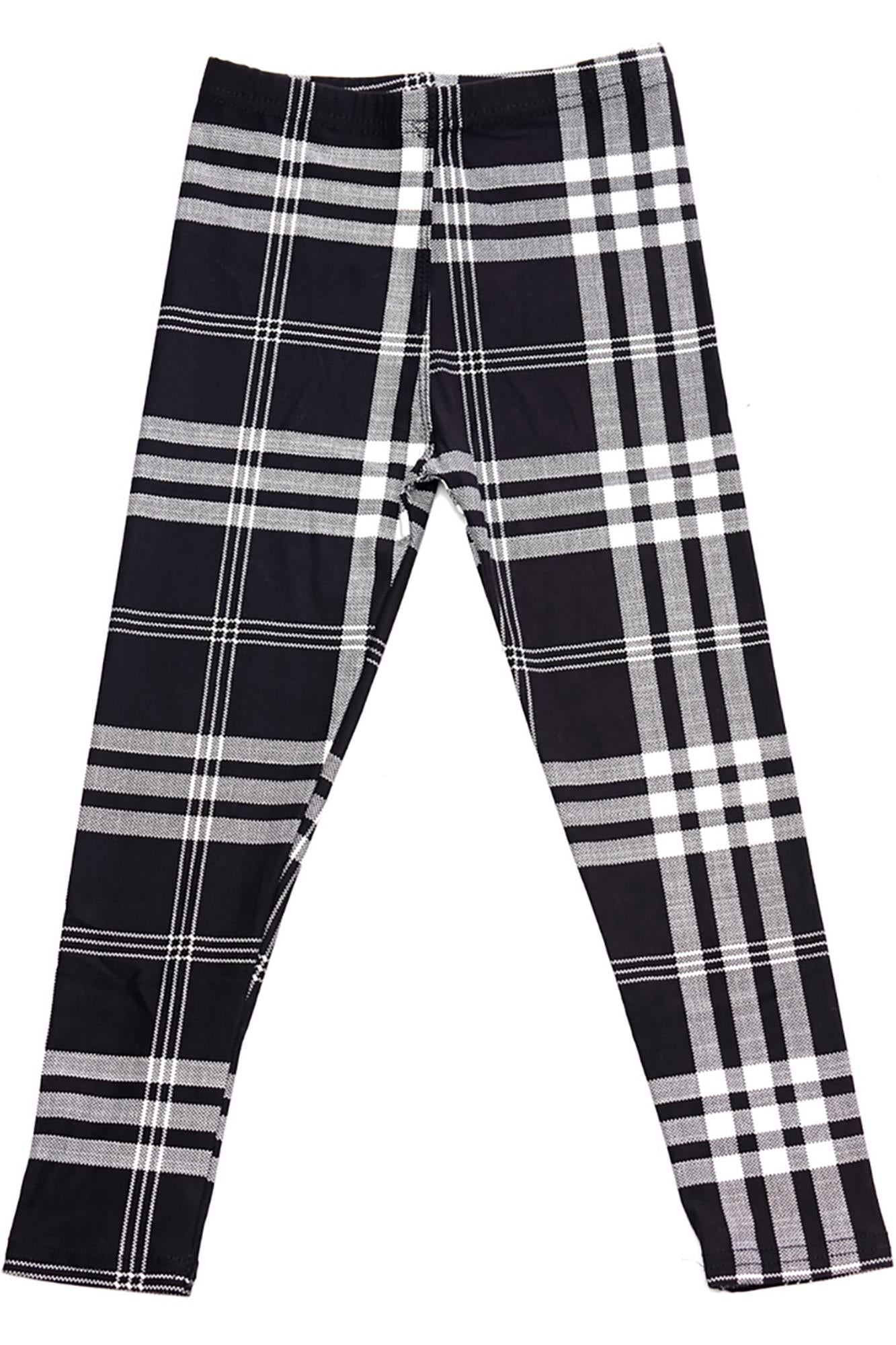 Buttery Smooth Black and White Plaid Kids Leggings