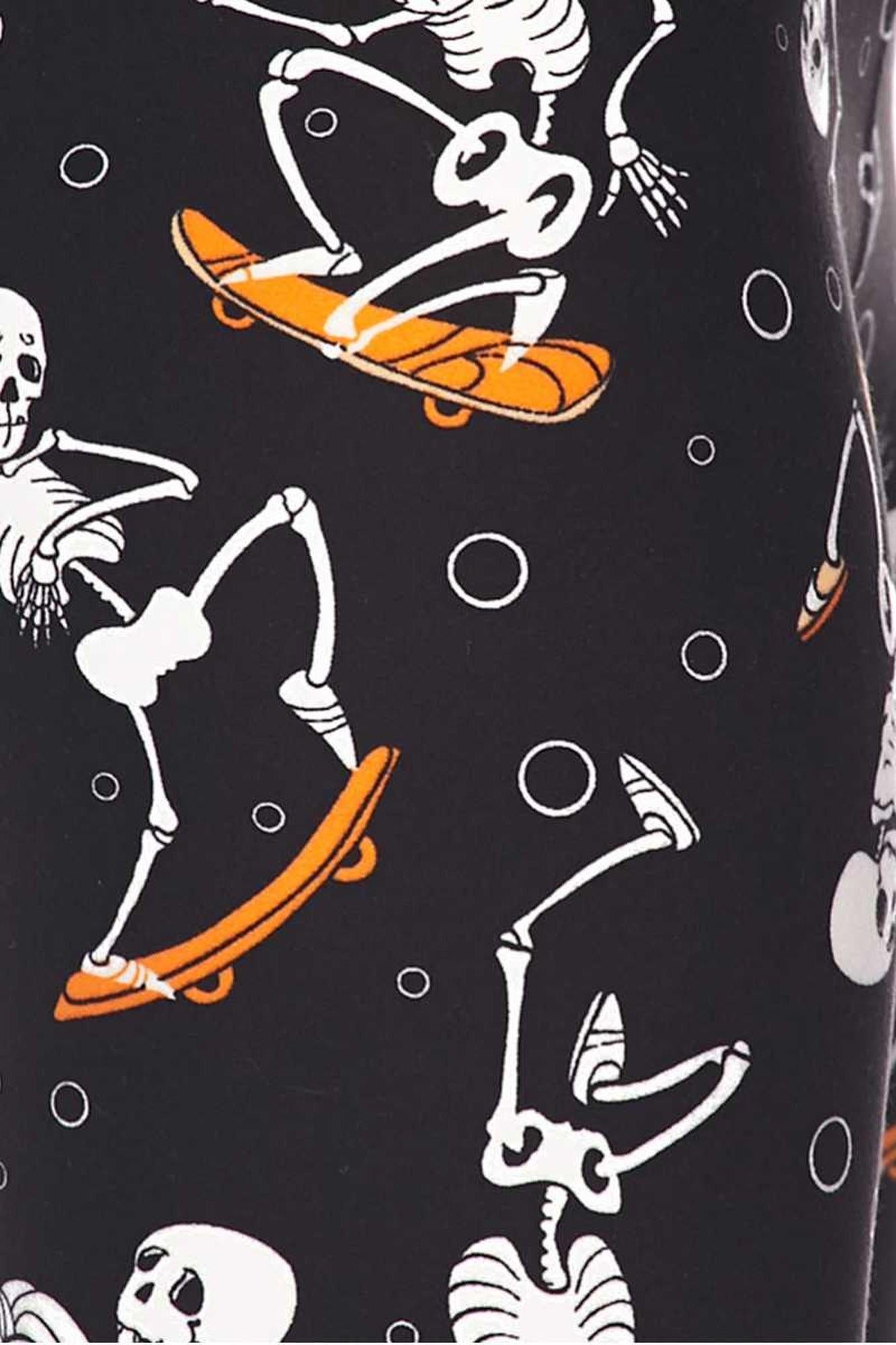 Buttery Smooth Skateboarding Skeletons Halloween Kids Leggings