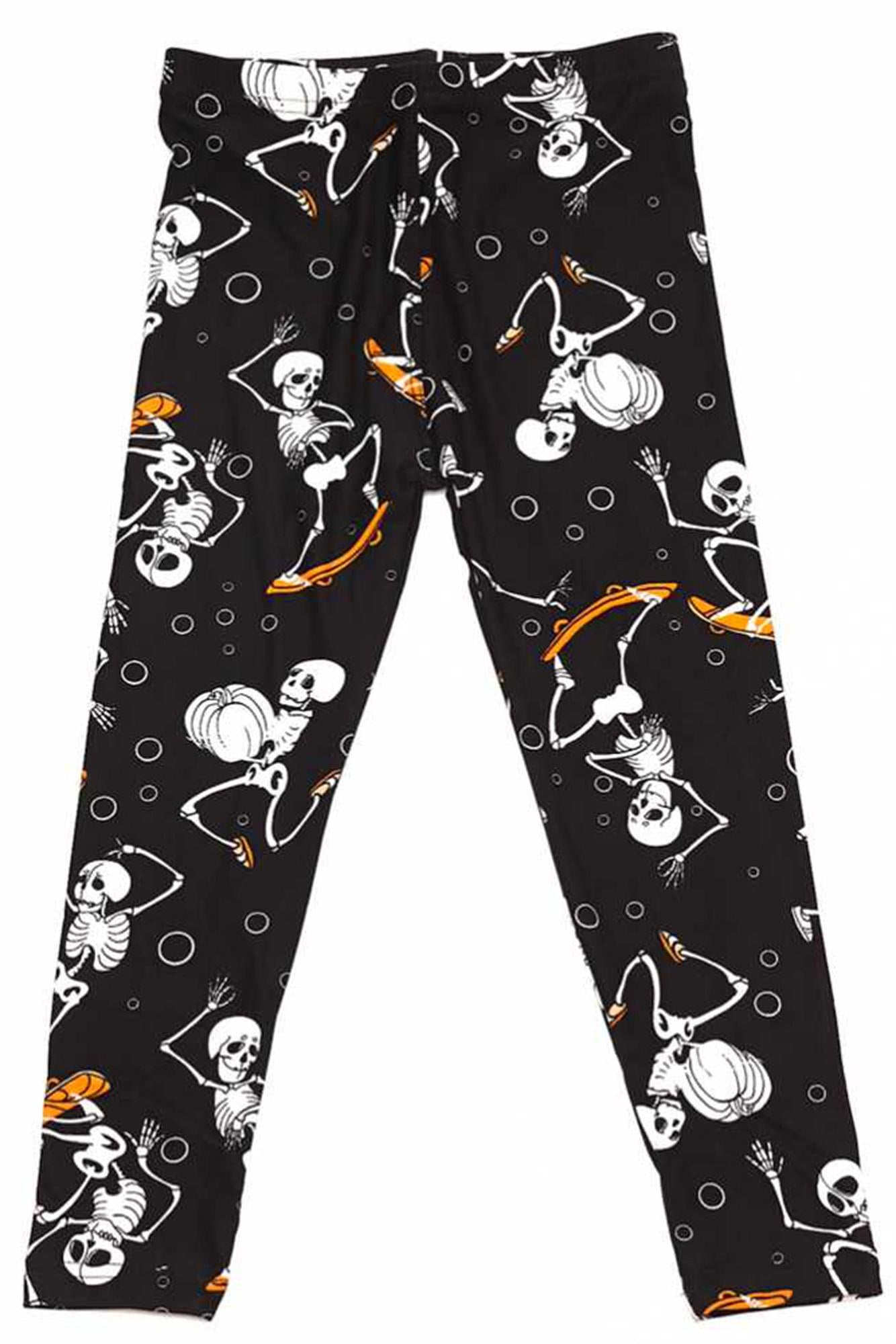 Buttery Smooth Skateboarding Skeletons Halloween Kids Leggings