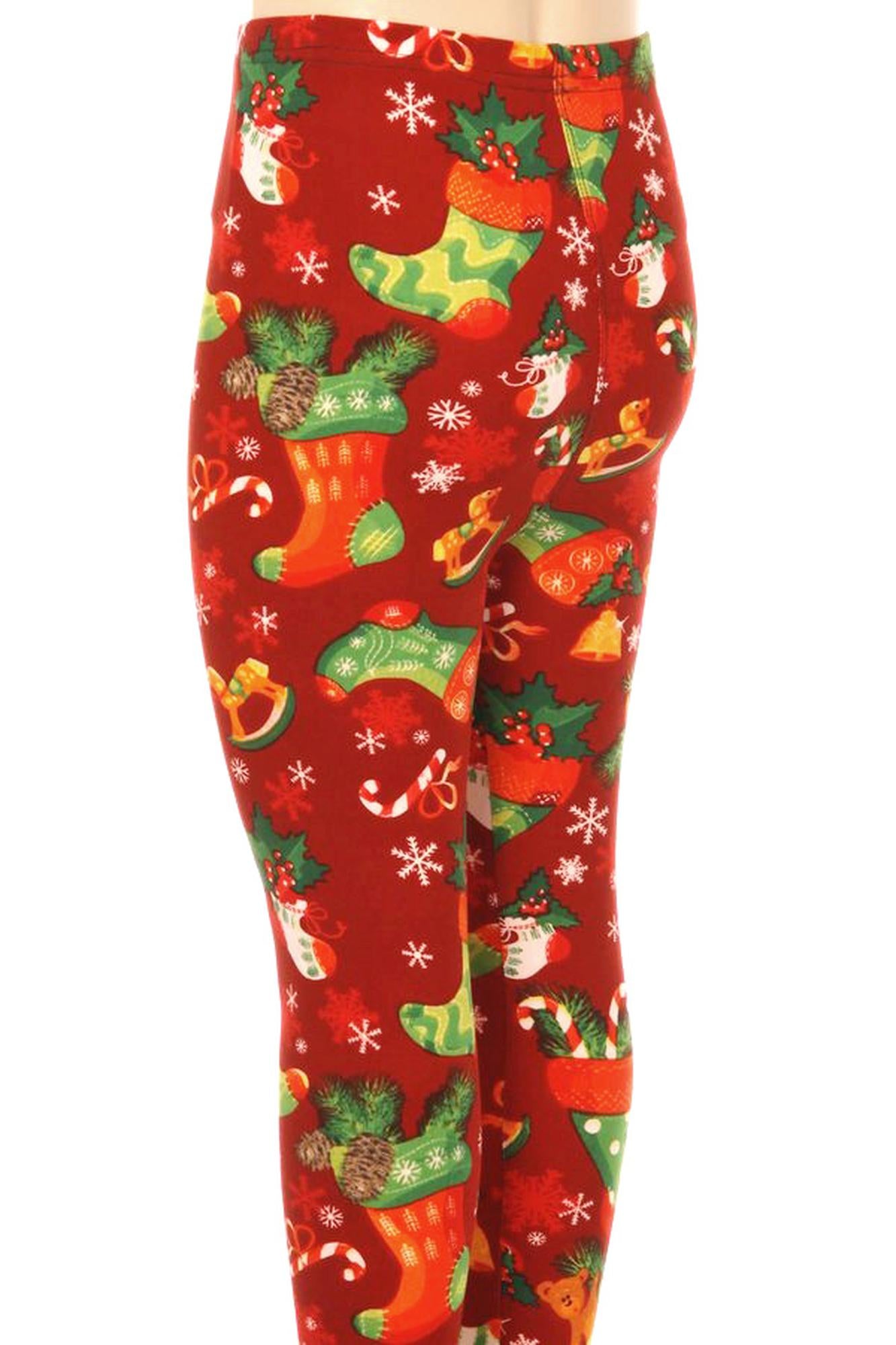 Buttery Smooth Ruby Red Christmas Stocking Kids Leggings