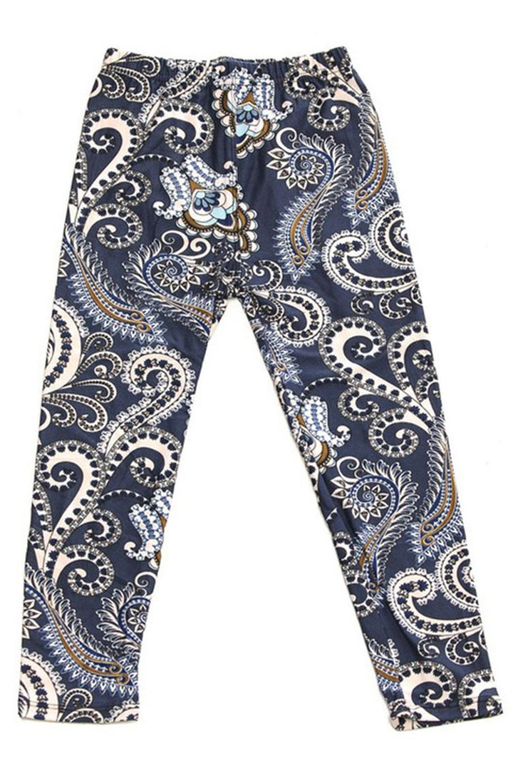Buttery Smooth Navy Paisley Kids Leggings