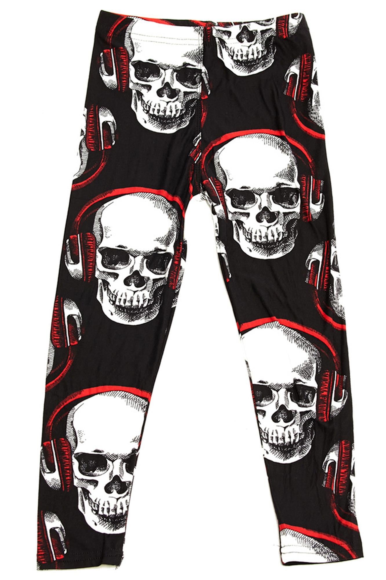 Buttery Smooth Headphone Skull Kids Leggings