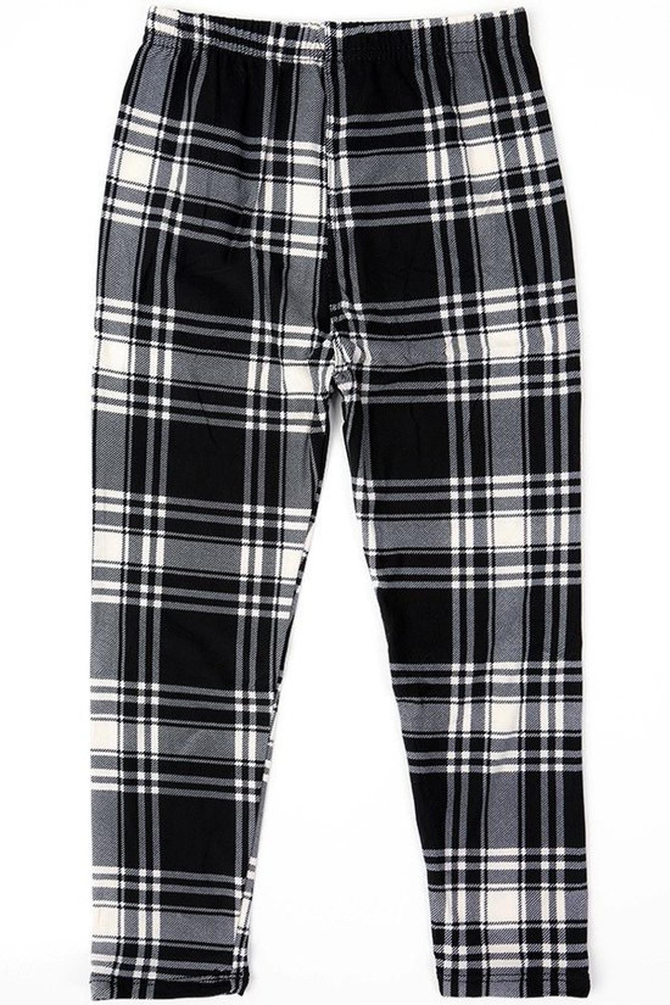 Buttery Smooth White Plaid Kids Leggings