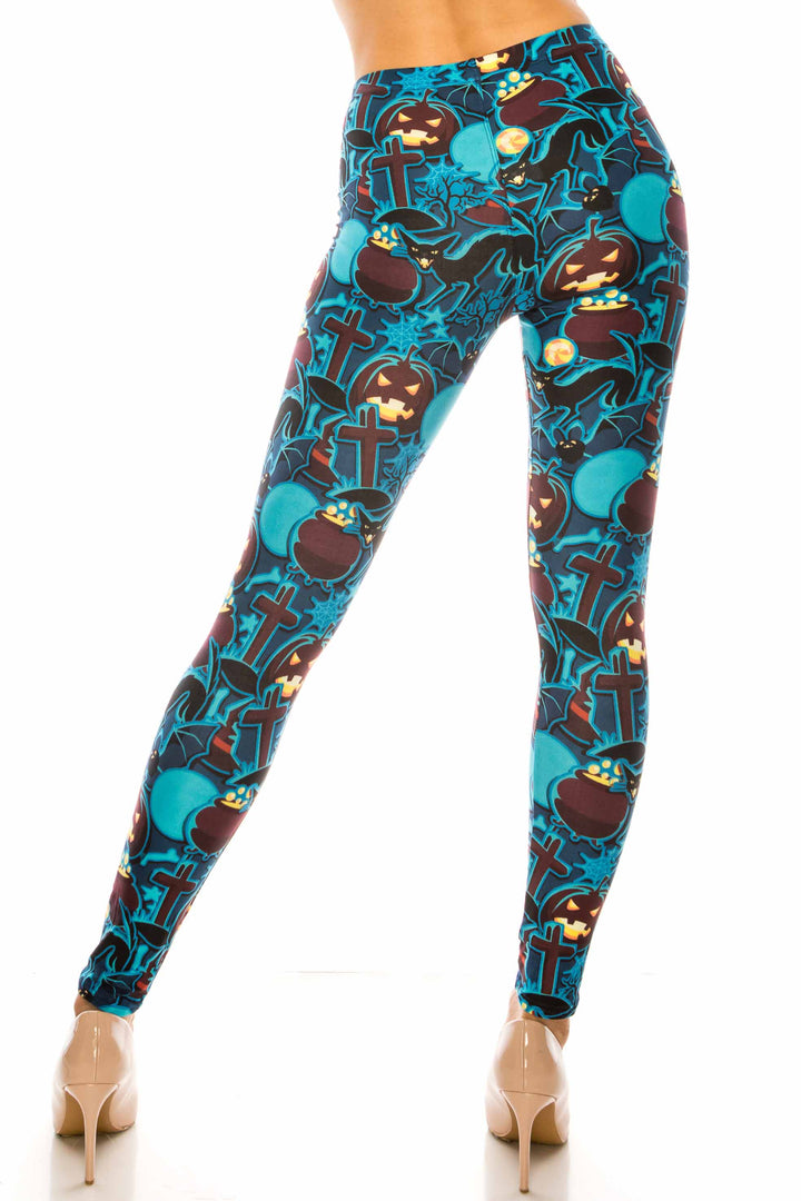 Creamy Soft Electric Blue Halloween Kids Leggings - USA Fashion
