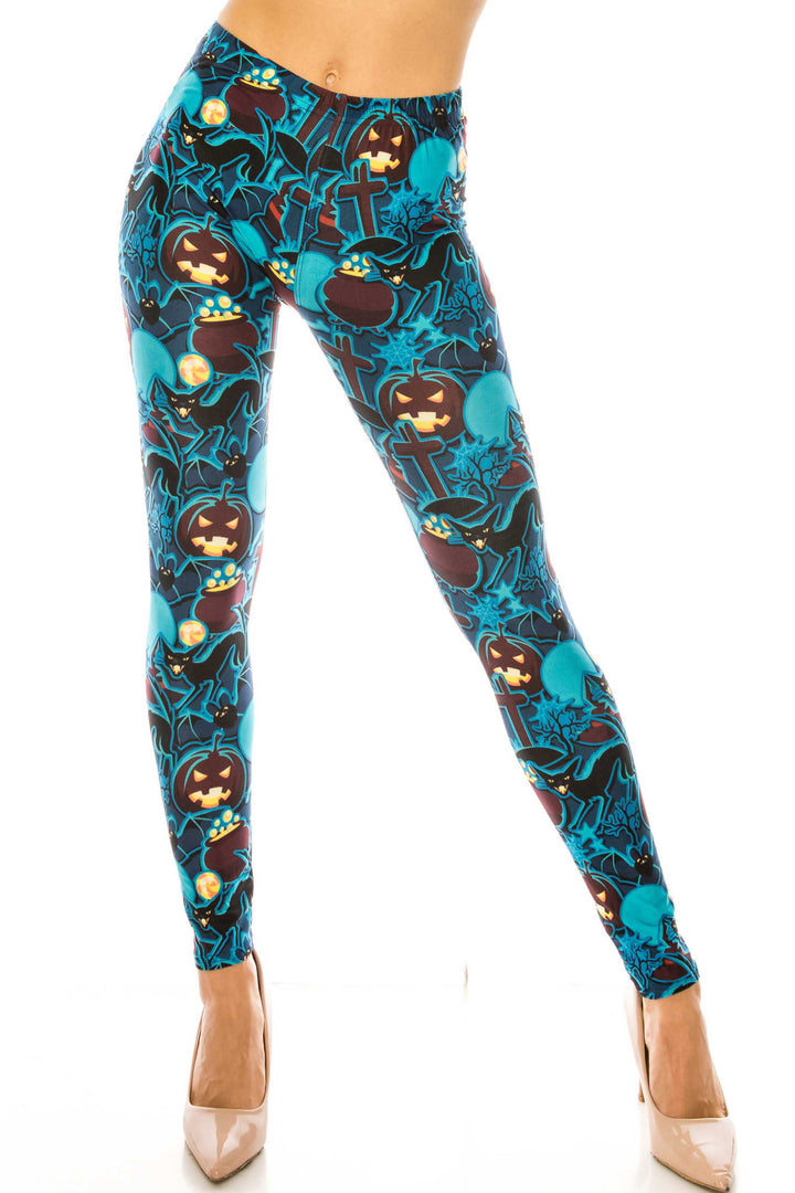 Creamy Soft Electric Blue Halloween Kids Leggings - USA Fashion