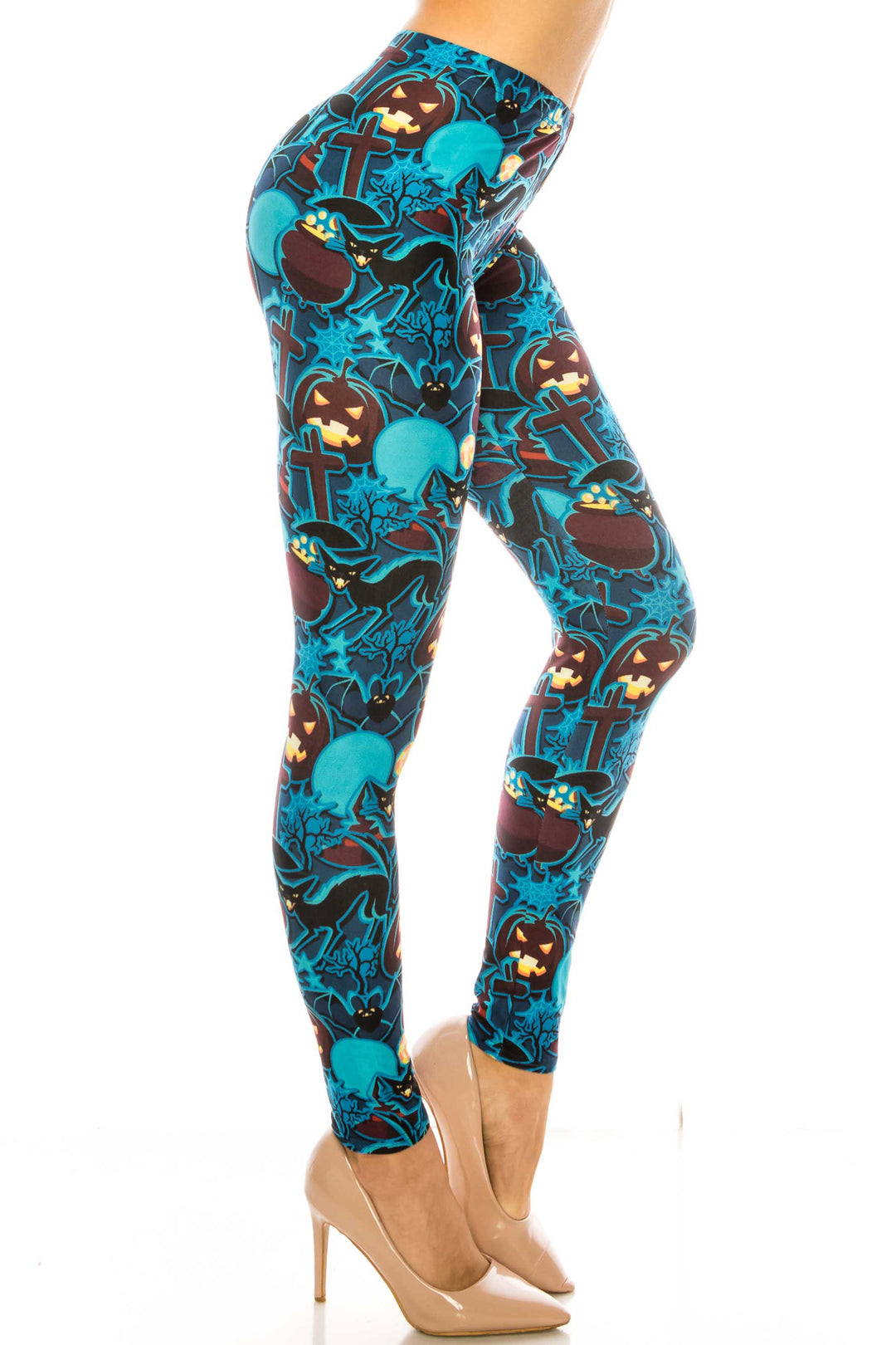 Creamy Soft Electric Blue Halloween Kids Leggings - USA Fashion