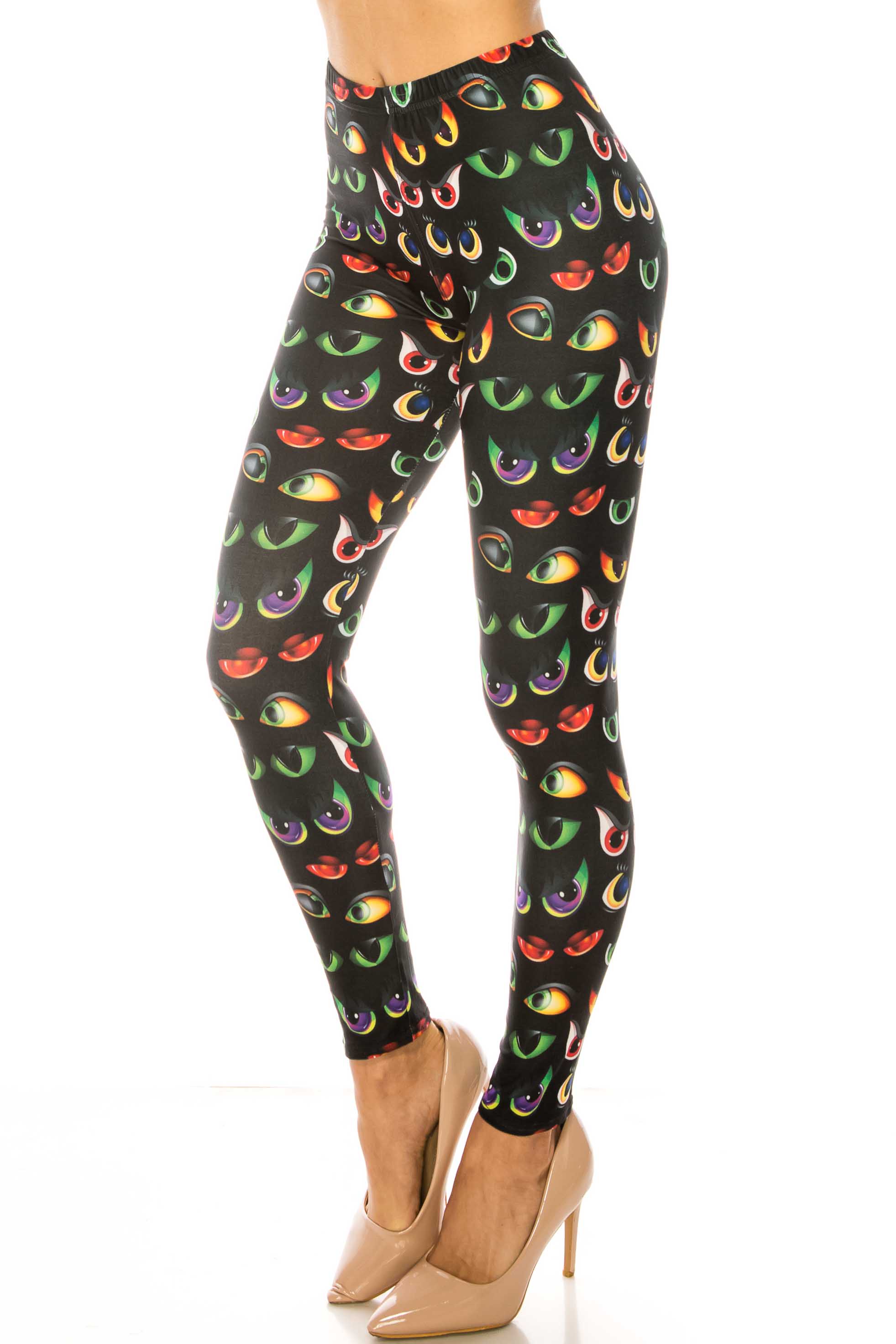 Creamy Soft Evil Cartoon Eyes Kids Leggings - USA Fashion