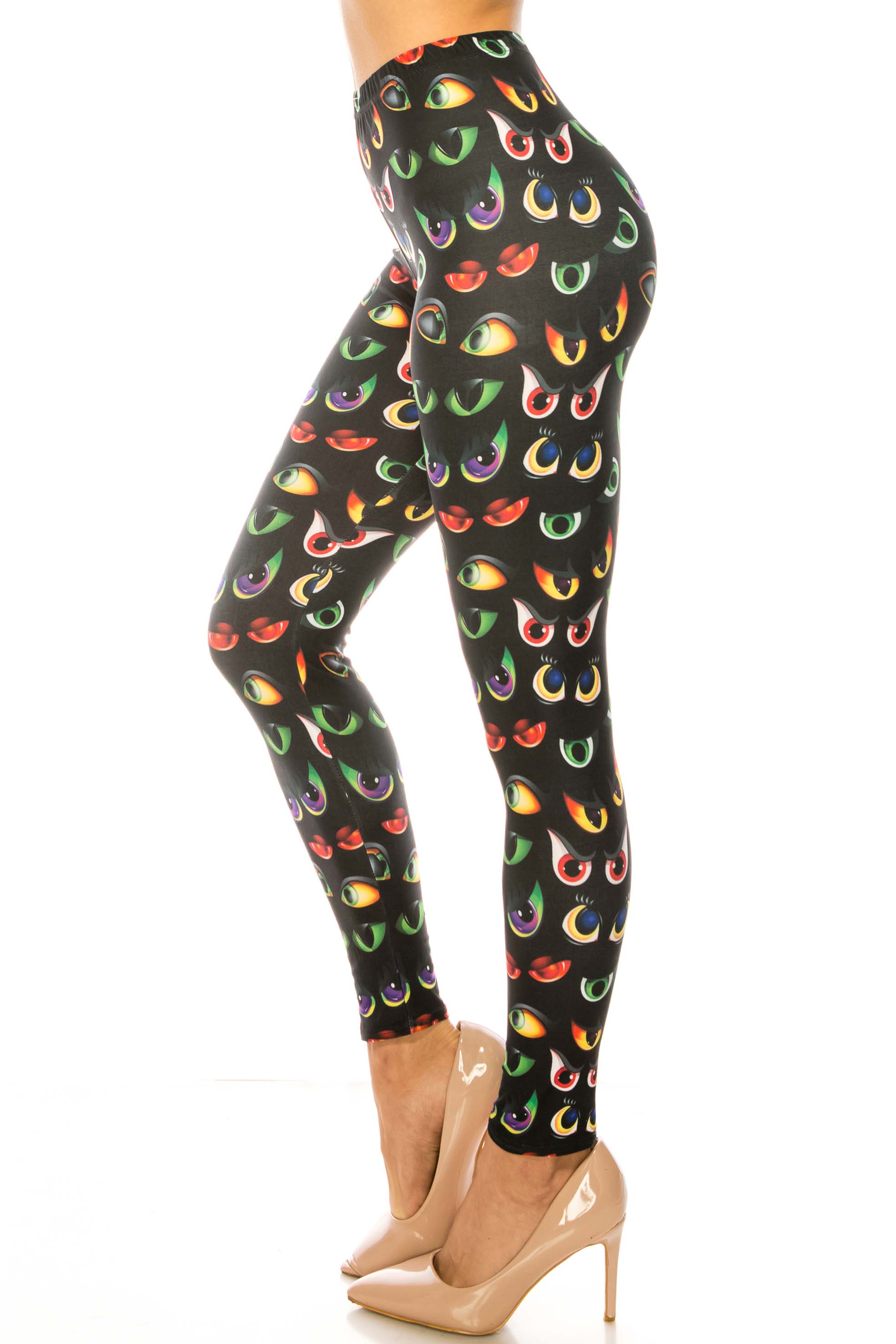 Creamy Soft Evil Cartoon Eyes Kids Leggings - USA Fashion