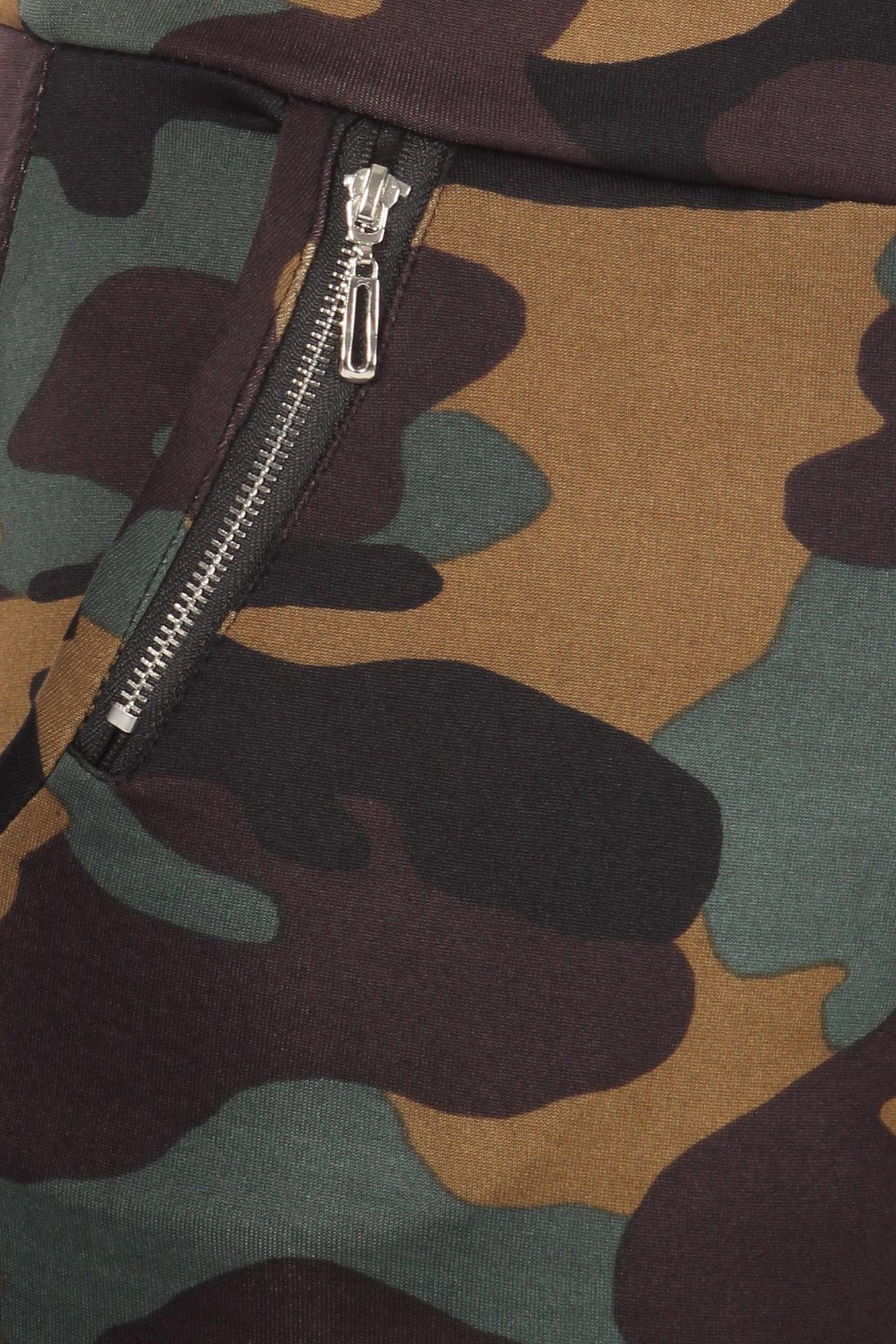 Brown Camouflage High Waisted Treggings with Zipper Accent Pockets