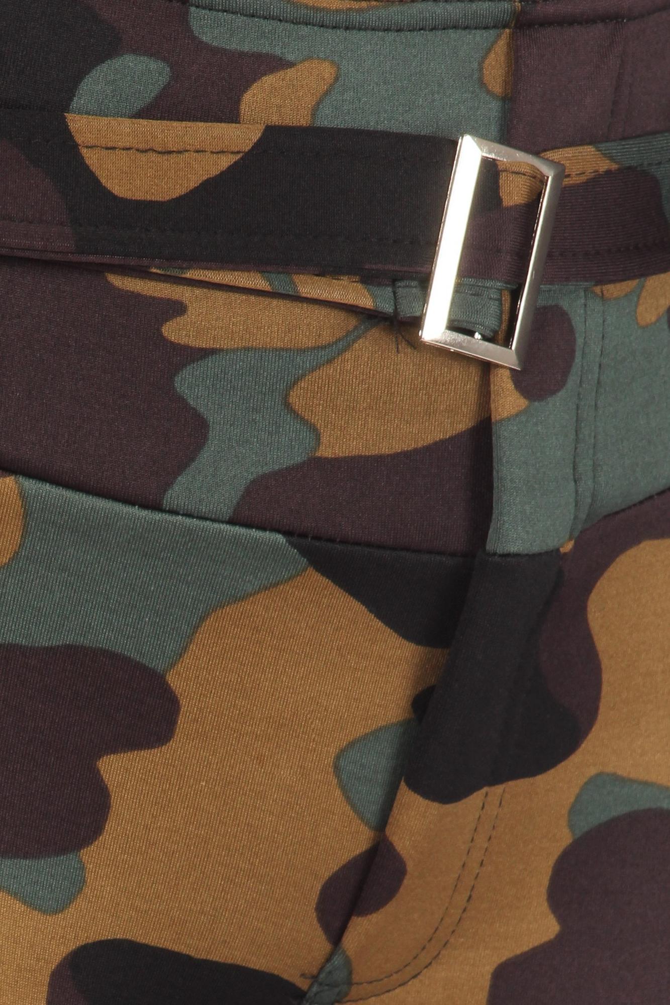 Brown Camouflage High Waist Belted Treggings