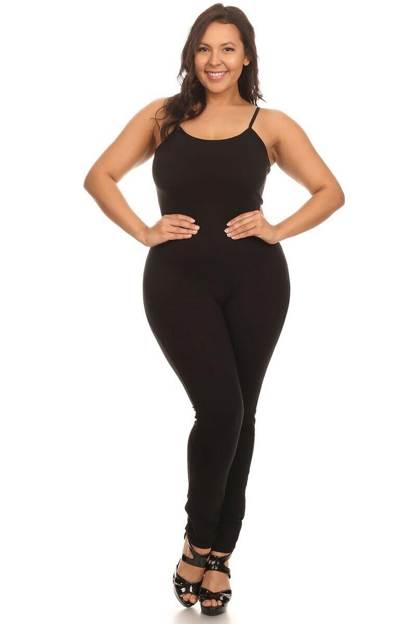 USA Spaghetti Strap Cotton Tank Jumpsuit - Plus Size - 1XL 2XL 3XL