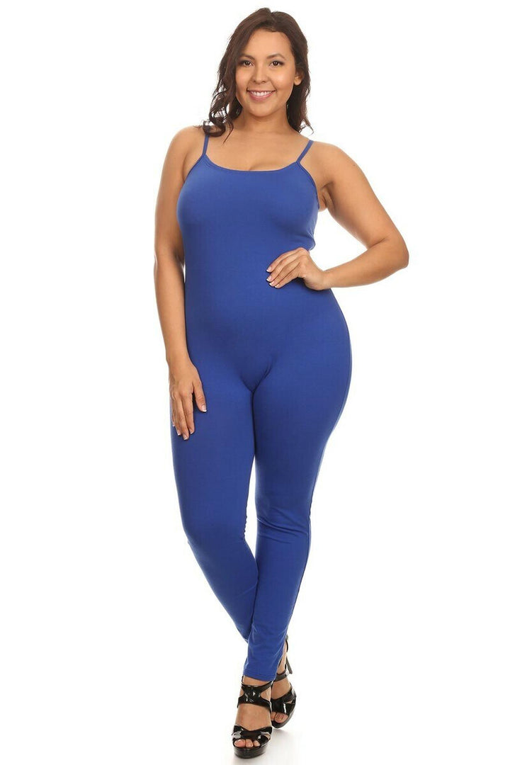 USA Spaghetti Strap Cotton Tank Jumpsuit - Plus Size - 1XL 2XL 3XL
