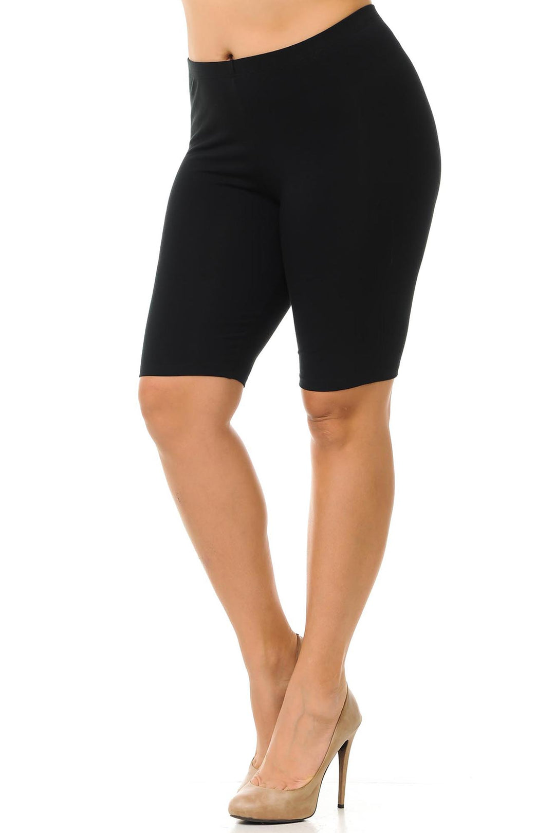 Made in The USA - Women's Plus Size Solid Basic Skin Smoothing Cotton Thigh Shorts - 1XL - 2XL - 3XL