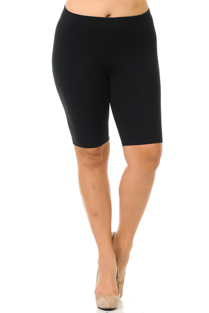 Made in The USA - Women's Plus Size Solid Basic Skin Smoothing Cotton Thigh Shorts - 1XL - 2XL - 3XL
