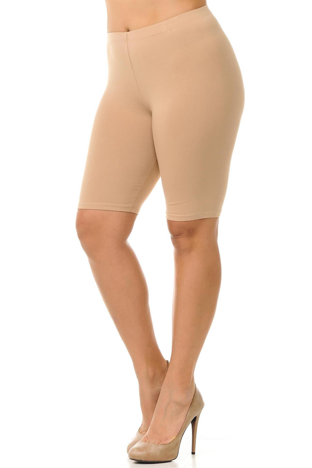 Made in The USA - Women's Plus Size Solid Basic Skin Smoothing Cotton Thigh Shorts - 1XL - 2XL - 3XL