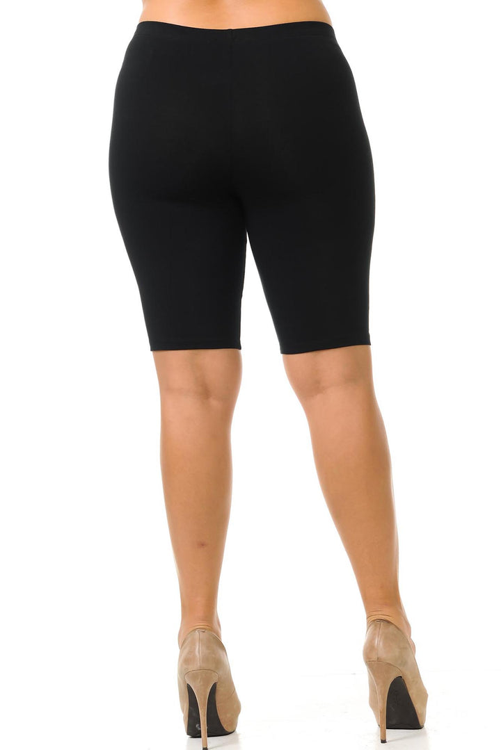 Made in The USA - Women's Plus Size Solid Basic Skin Smoothing Cotton Thigh Shorts - 1XL - 2XL - 3XL