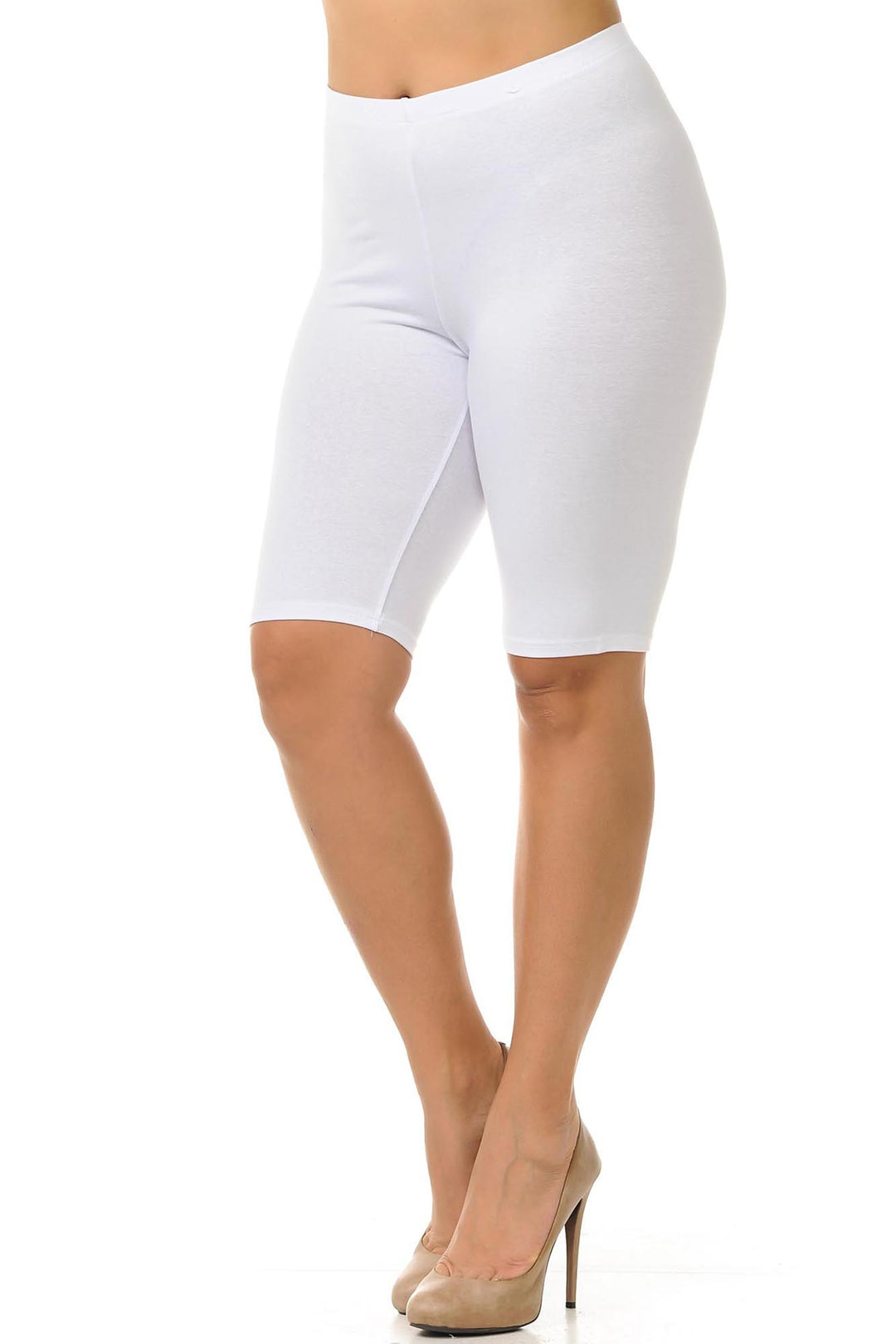 Made in The USA - Women's Plus Size Solid Basic Skin Smoothing Cotton Thigh Shorts - 1XL - 2XL - 3XL