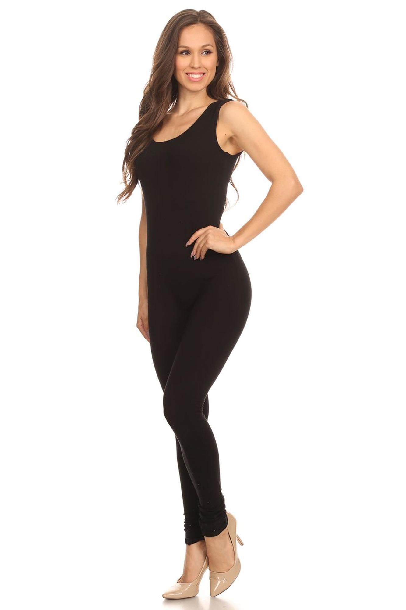 USA Basic Cotton Tank Jumpsuit - Plus Size - 1XL 2XL 3XL