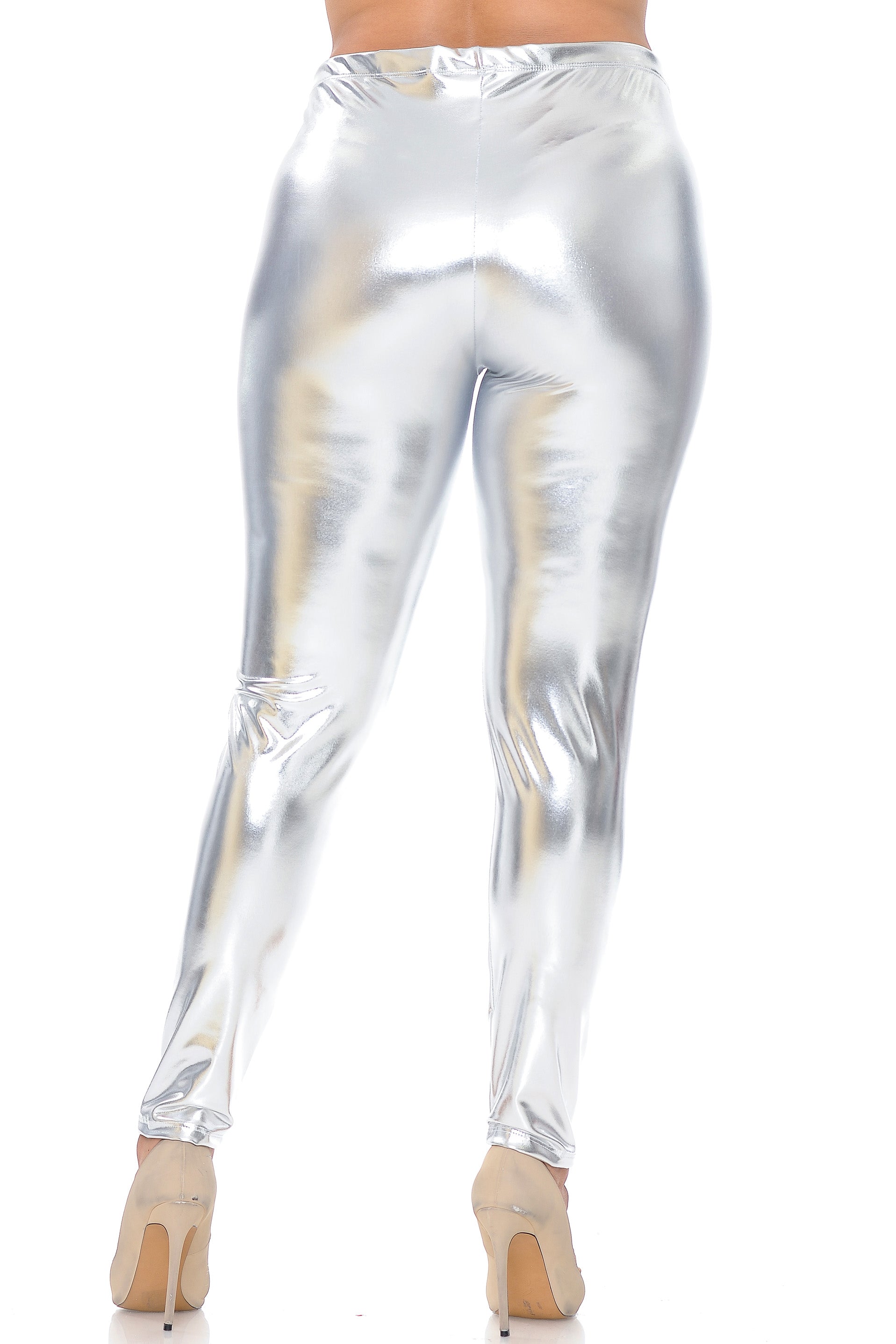 Shiny Metallic Leggings - Plus Size - 1XL 2XL 3XL