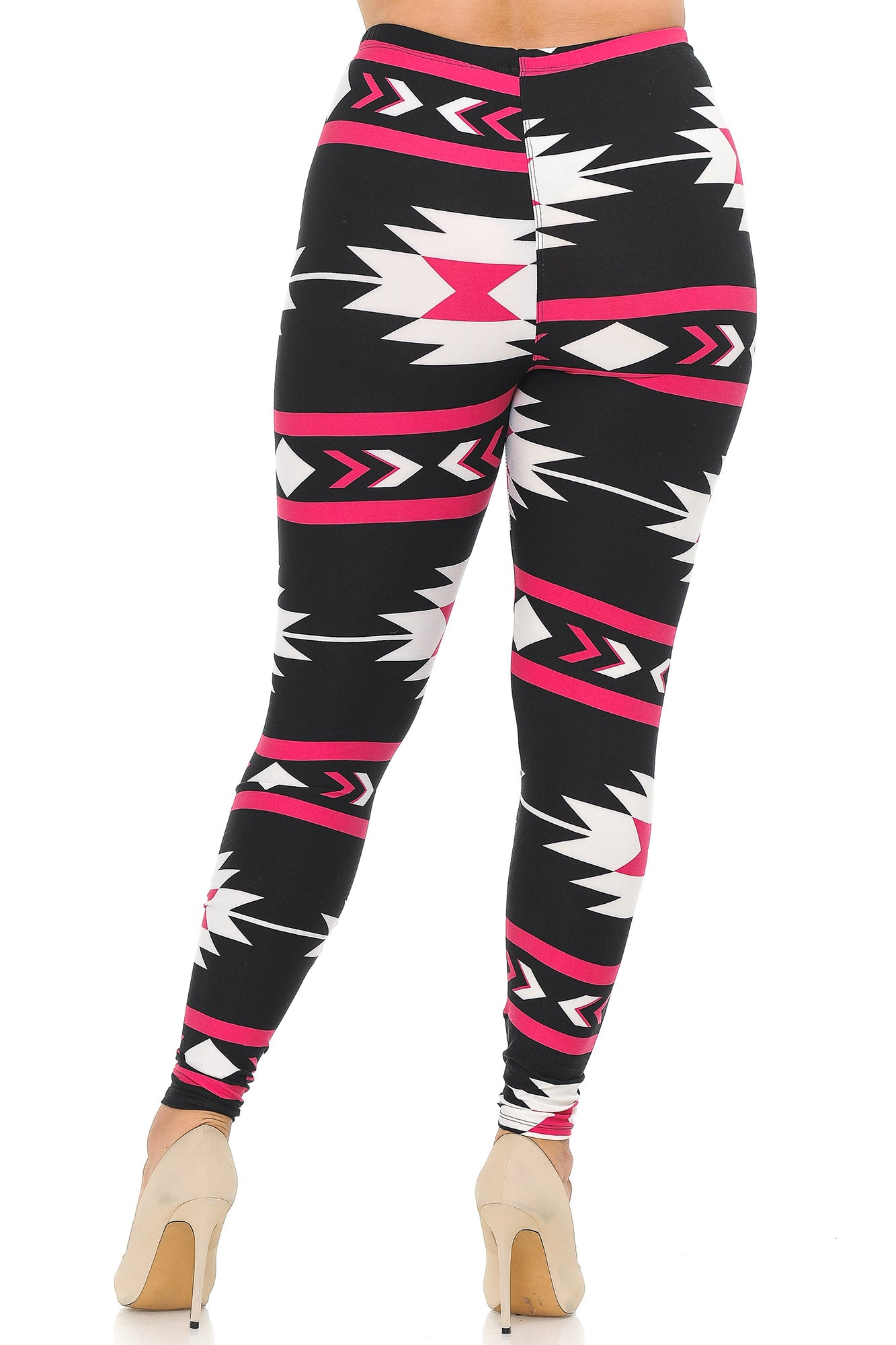 Plus Size - Buttery Soft Magenta Aztec Tribal Print Leggings