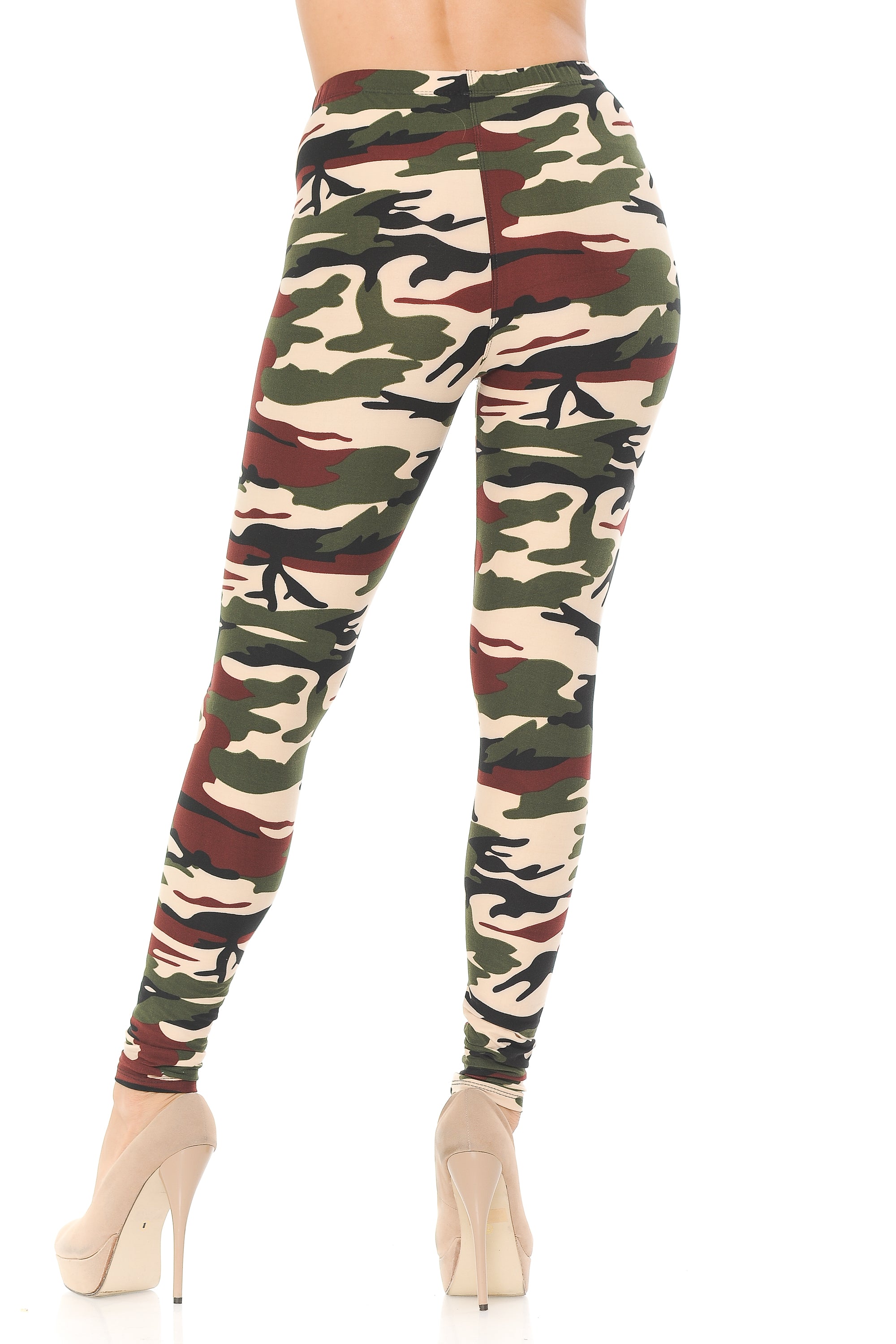 Buttery Soft Cozy Camouflage Plus Size Leggings (One Size Plus,Brown)