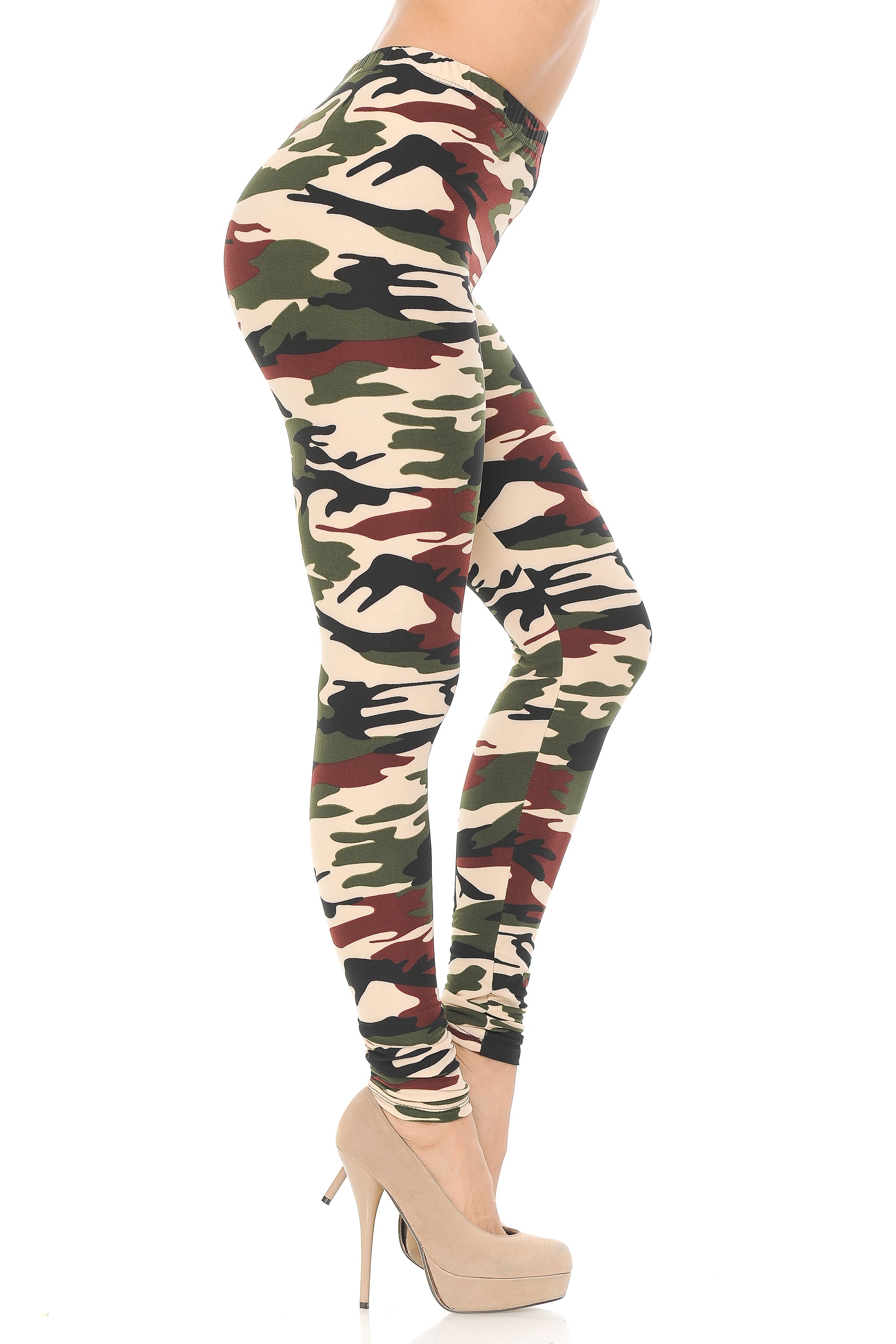 Buttery Soft Cozy Camouflage Plus Size Leggings (One Size Plus,Brown)