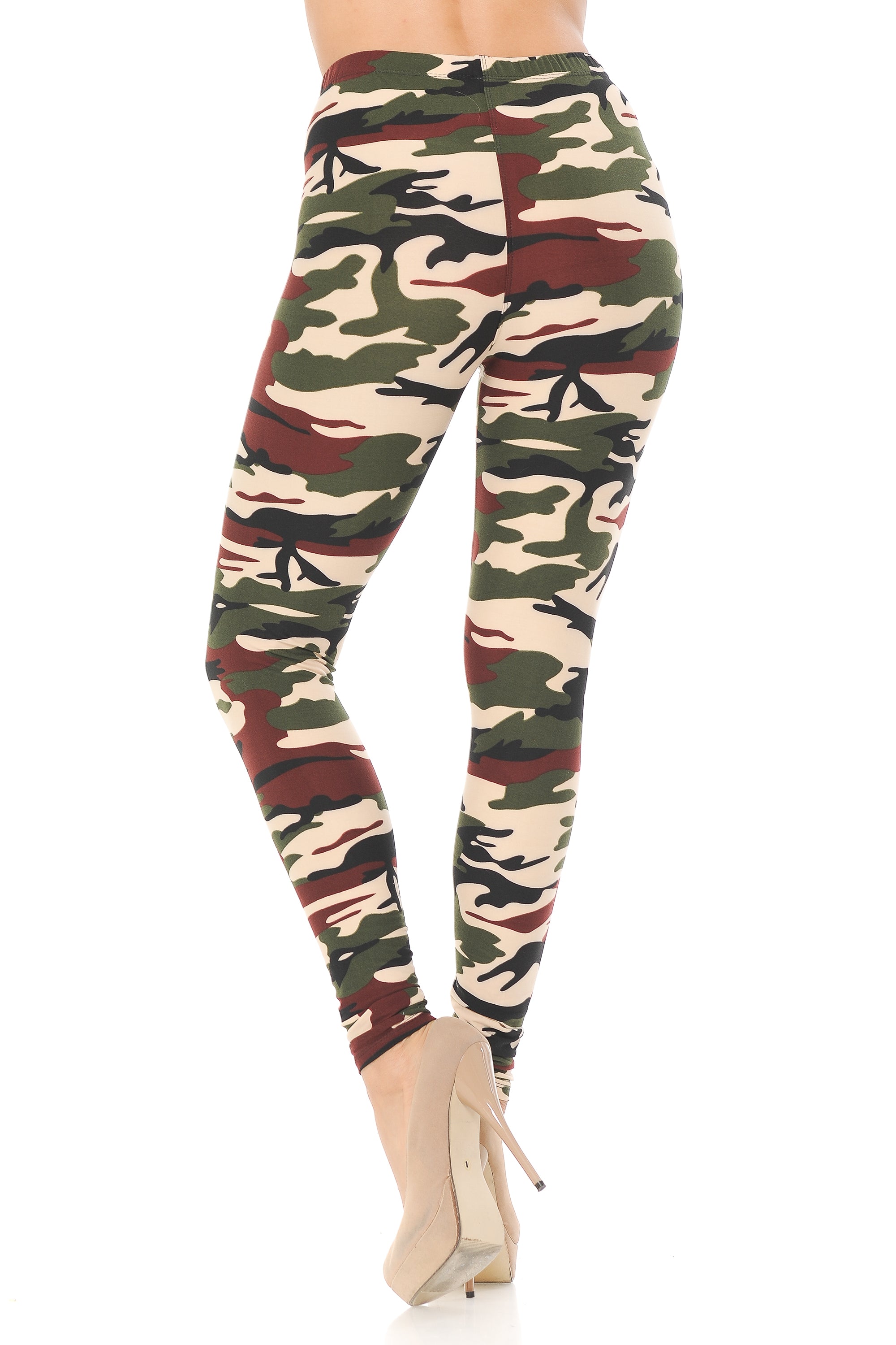 Buttery Soft Cozy Camouflage Plus Size Leggings (One Size Plus,Brown)