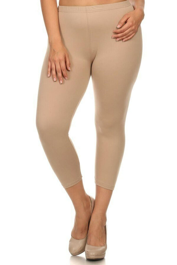 Buttery Smooth Basic Solid Capri Leggings - Plus Size - 1XL 2XL 3XL - New Mix