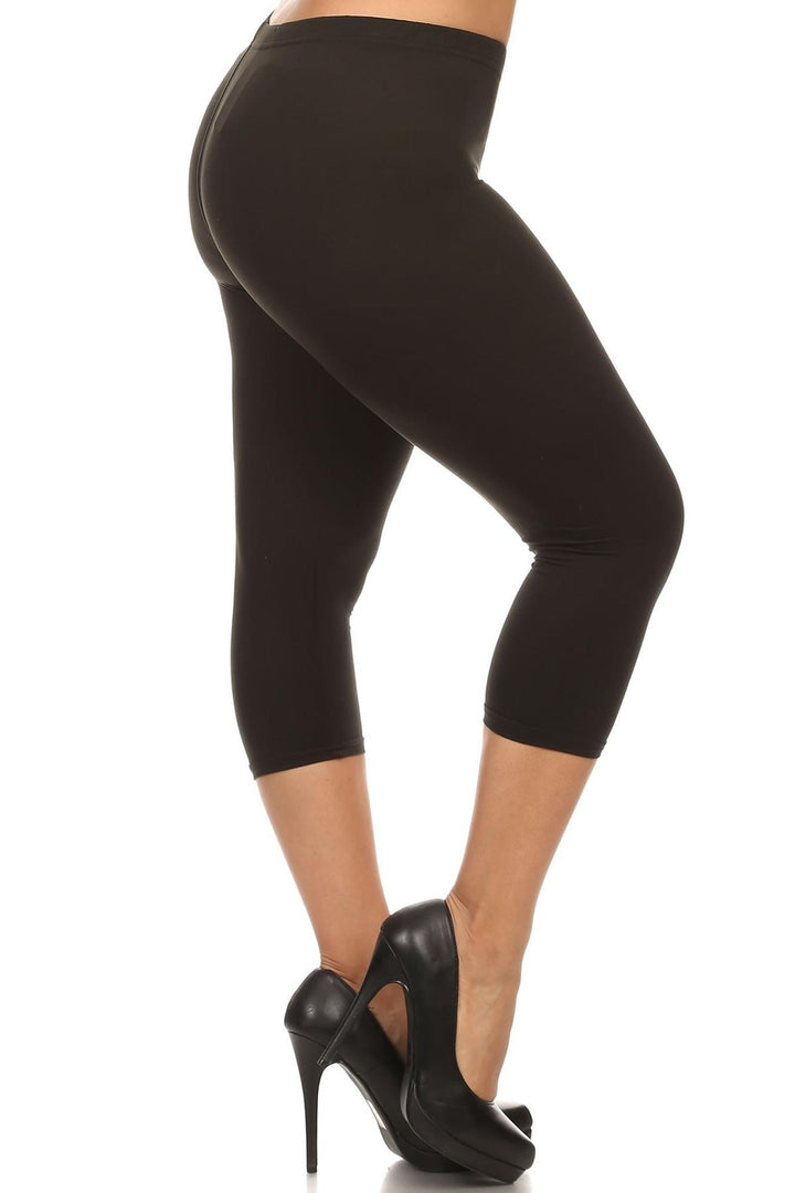 Buttery Smooth Basic Solid Capri Leggings - Plus Size - 1XL 2XL 3XL - New Mix