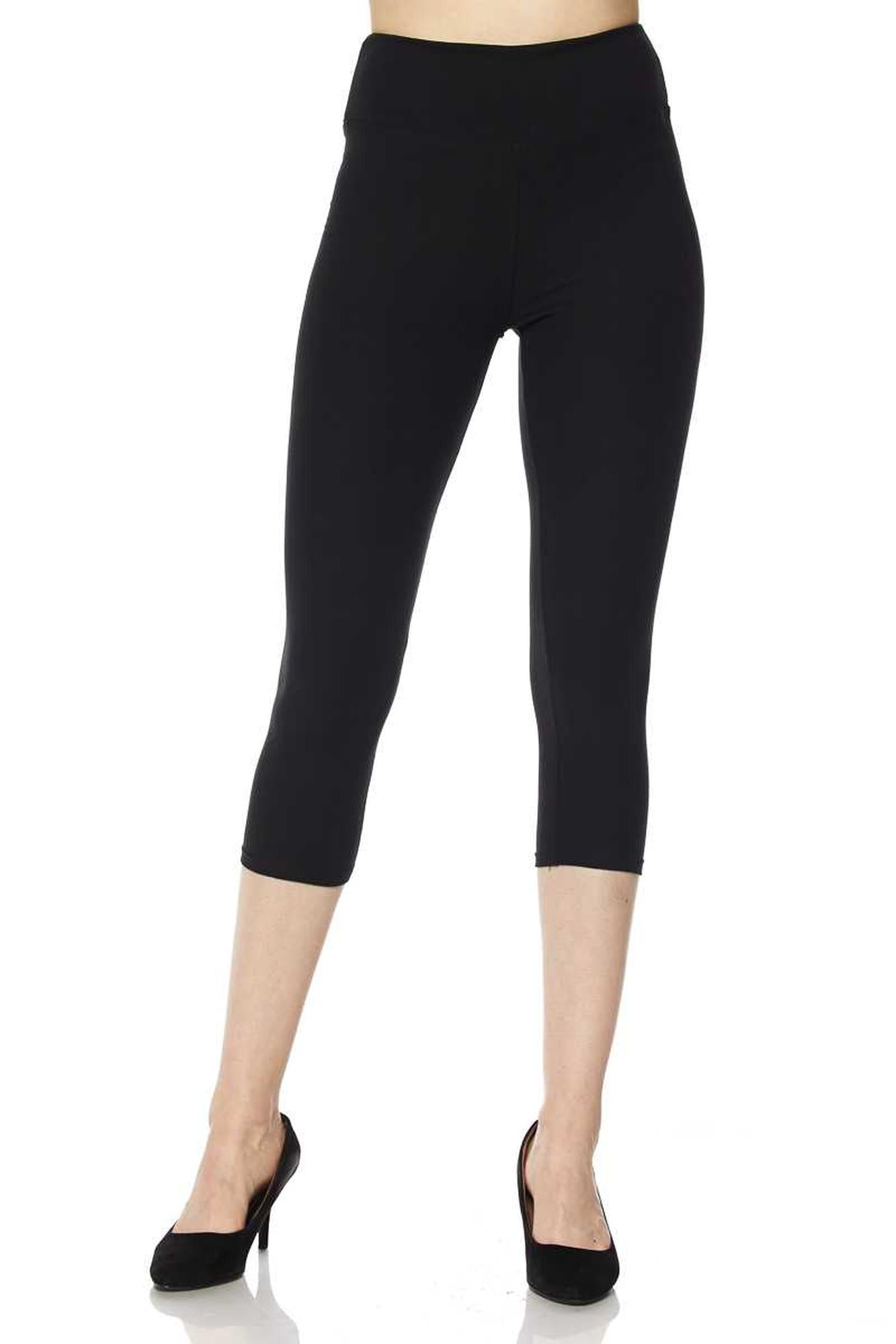 Buttery Smooth Basic Solid High Waisted Capri Leggings - Plus Size - 3 Inch Wiast - 1XL 2XL 3XL - New Mix