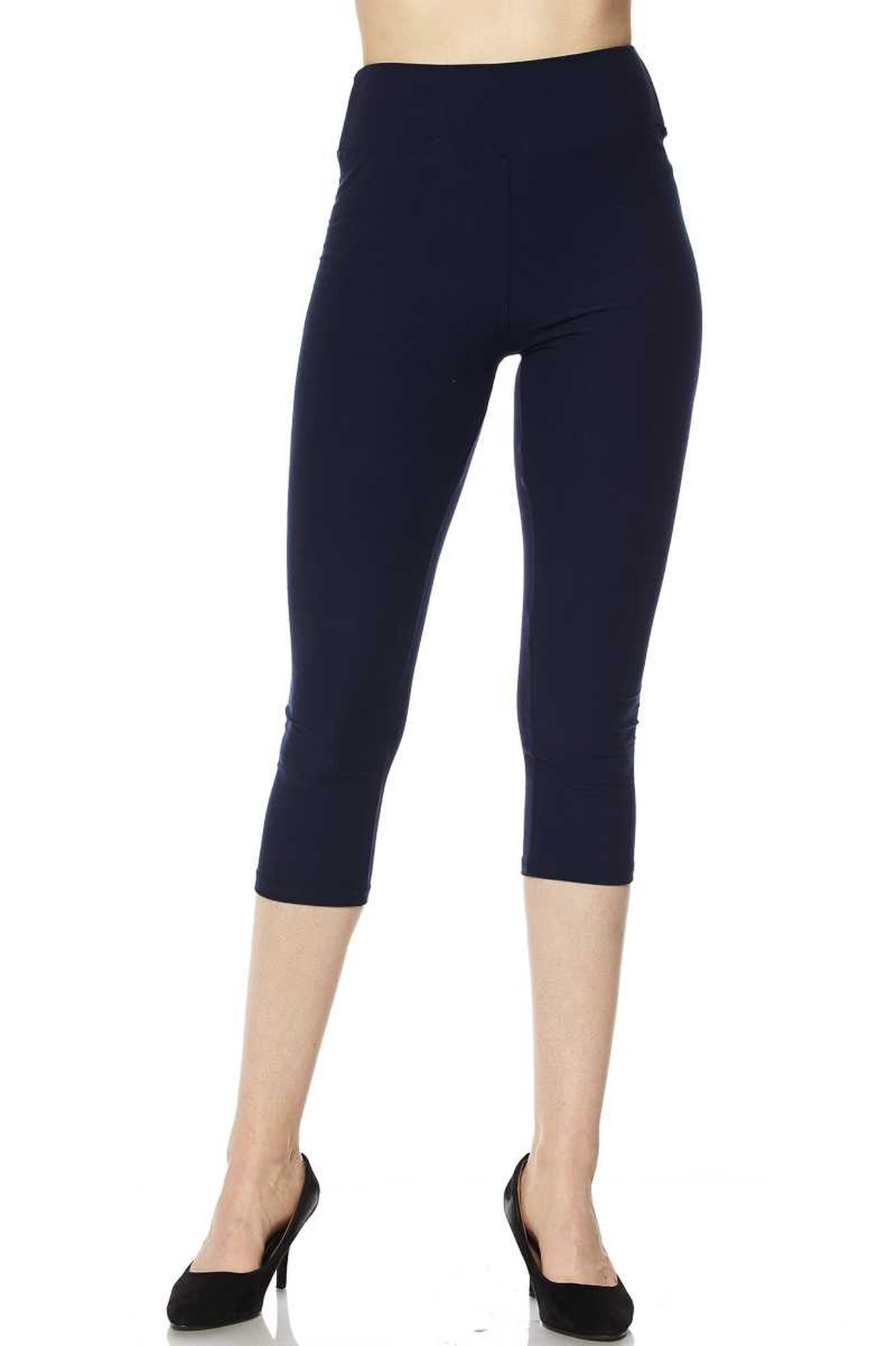Buttery Smooth Basic Solid High Waisted Capri Leggings - Plus Size - 3 Inch Wiast - 1XL 2XL 3XL - New Mix