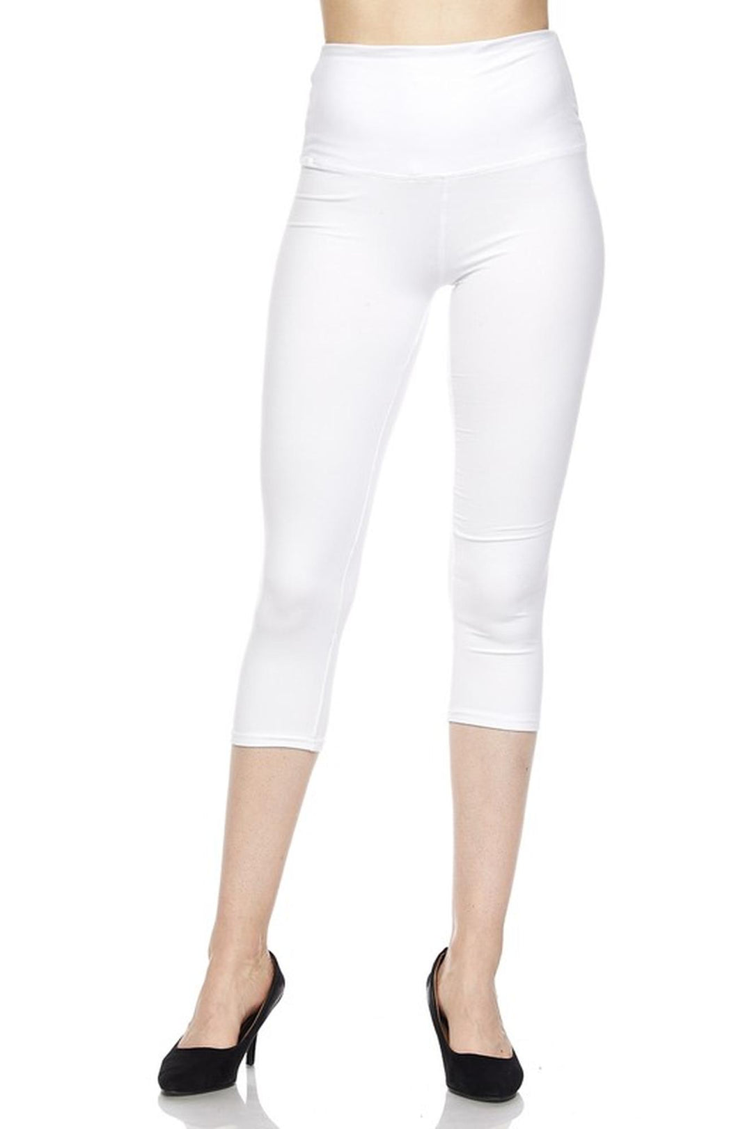 Buttery Smooth Basic Solid High Waisted Capri Leggings - Plus Size - 5 Inch Waist - 1XL 2XL 3XL - New Mix