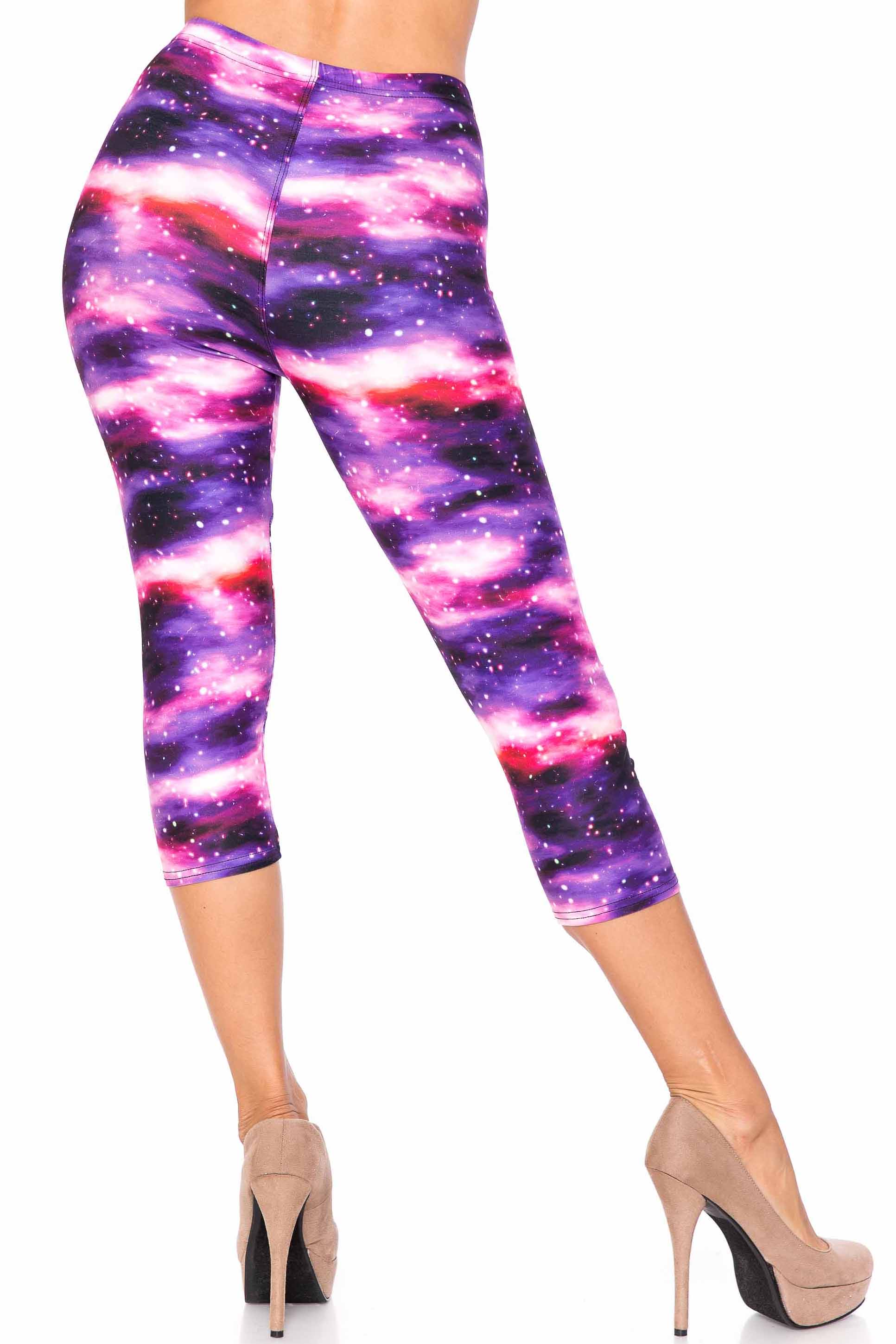 Creamy Soft Plus Size Women's Laser Print Purple Mist Luxe Capris - 1XL - 2XL - 3XL