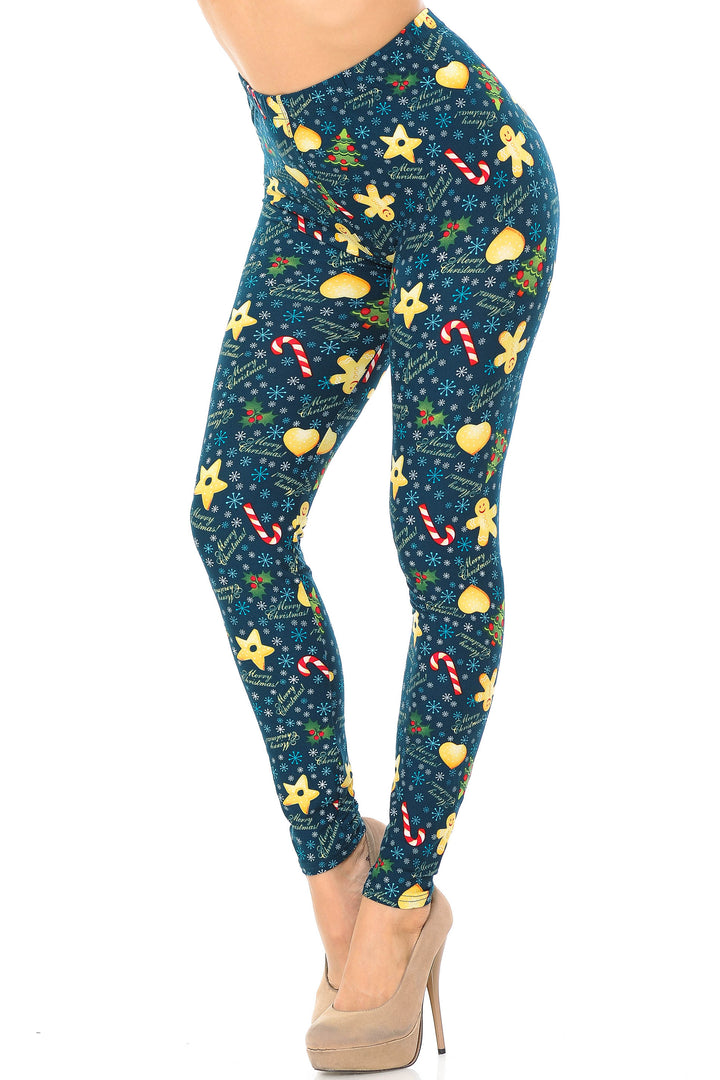 Buttery Soft A Very Merry Christmas Plus Size Leggings (One Size Plus,Green)