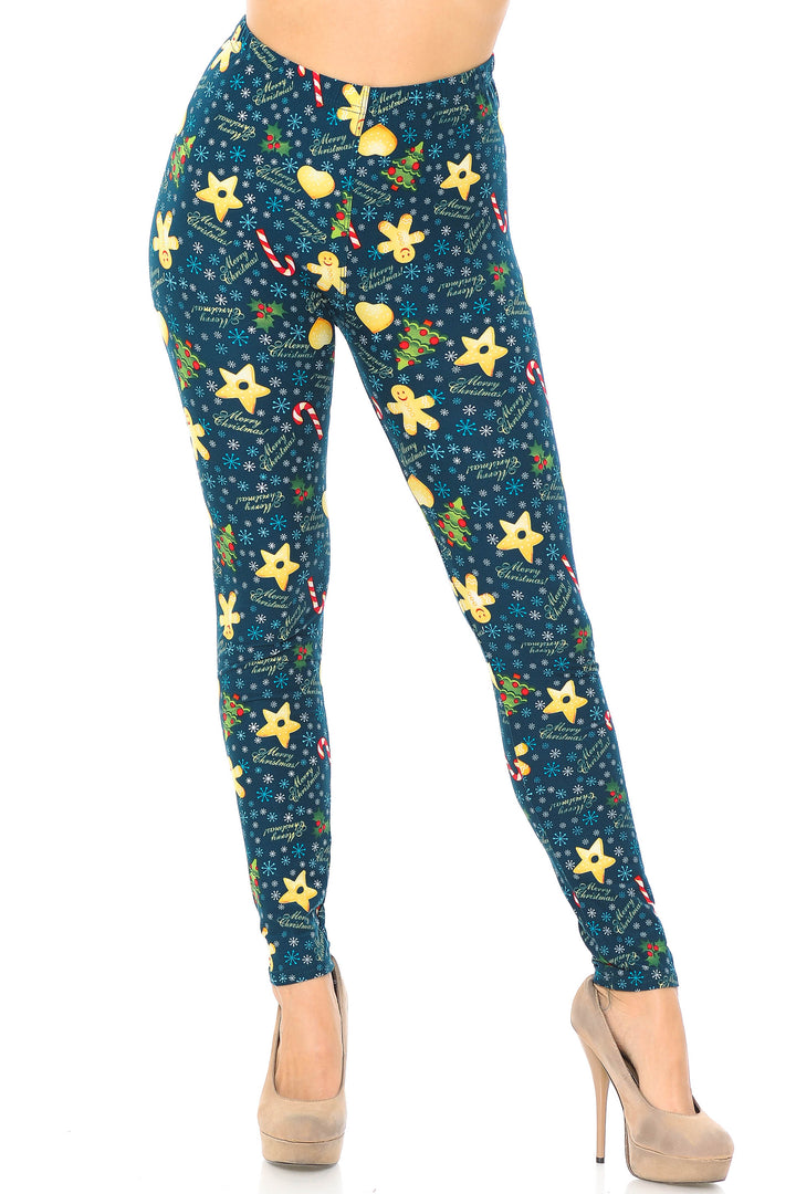 Buttery Soft A Very Merry Christmas Plus Size Leggings (One Size Plus,Green)