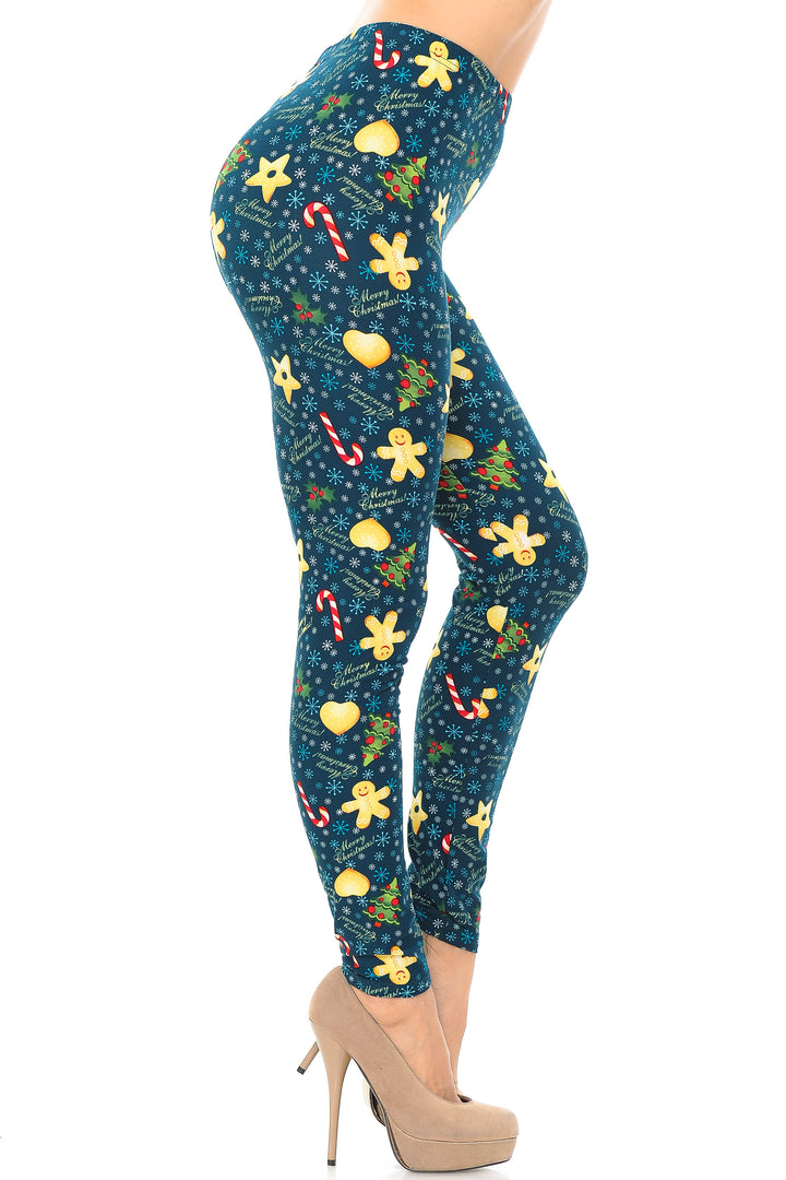Buttery Soft A Very Merry Christmas Plus Size Leggings (One Size Plus,Green)
