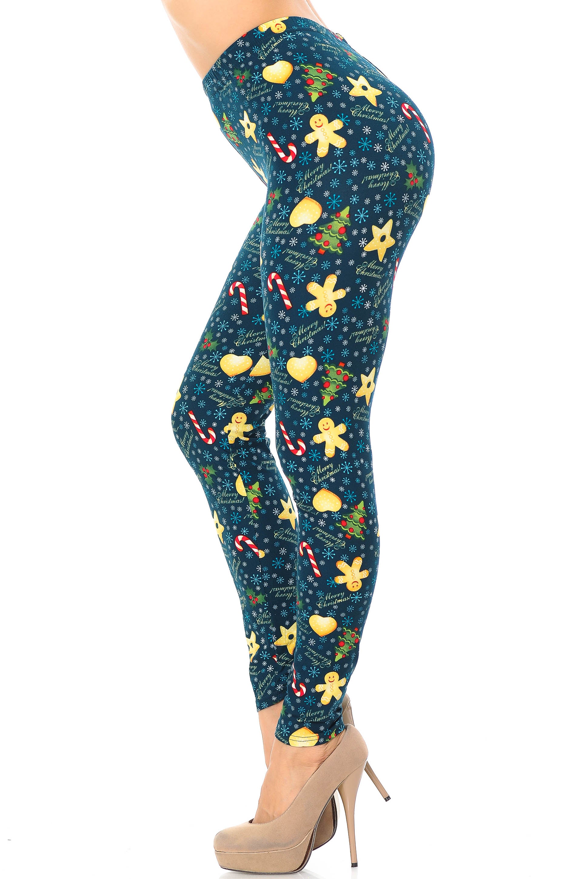 Buttery Soft A Very Merry Christmas Plus Size Leggings (One Size Plus,Green)