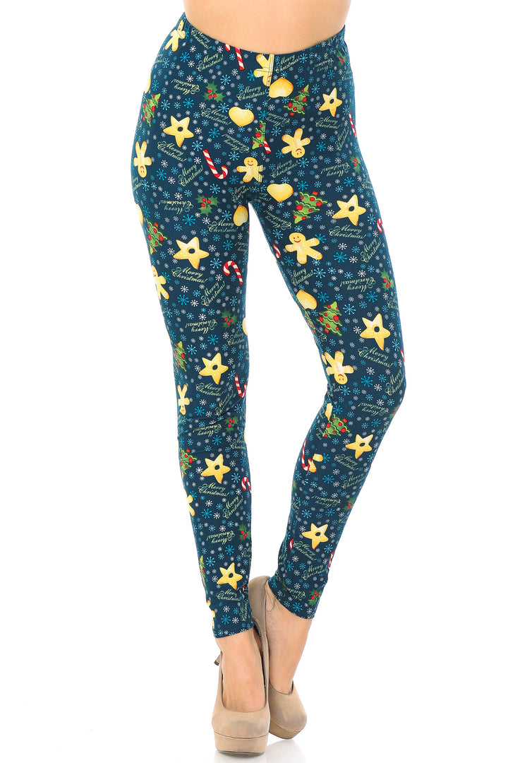 Buttery Soft A Very Merry Christmas Plus Size Leggings (One Size Plus,Green)