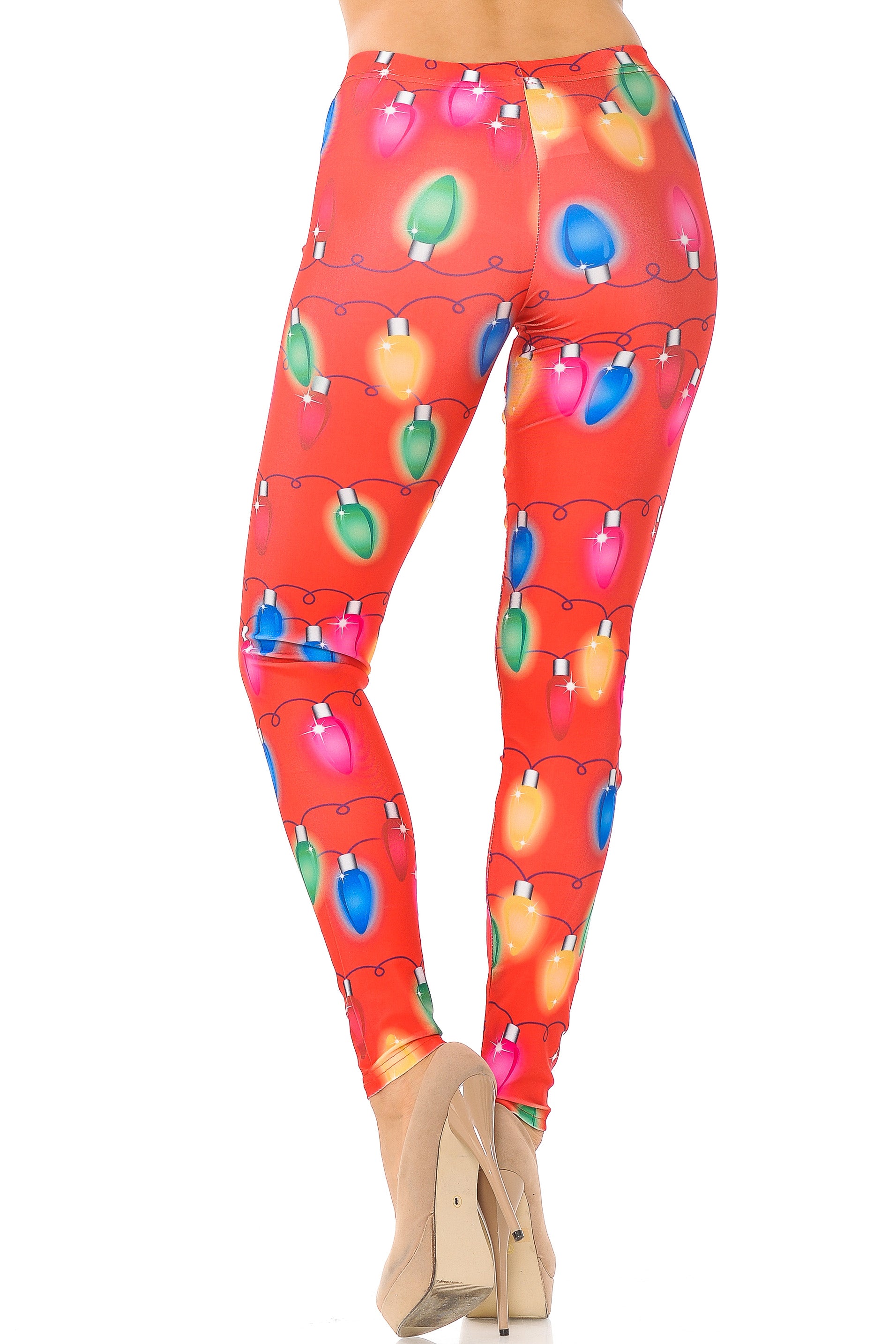 Ruby Red Colorful Christmas Lights Leggings - Plus Size - 1XL 2XL 3XL