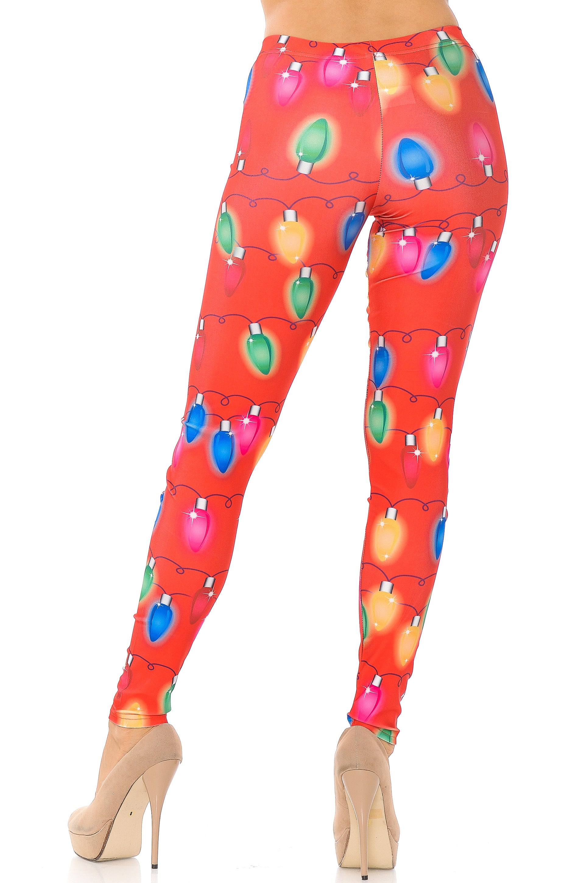 Ruby Red Colorful Christmas Lights Leggings - Plus Size - 1XL 2XL 3XL