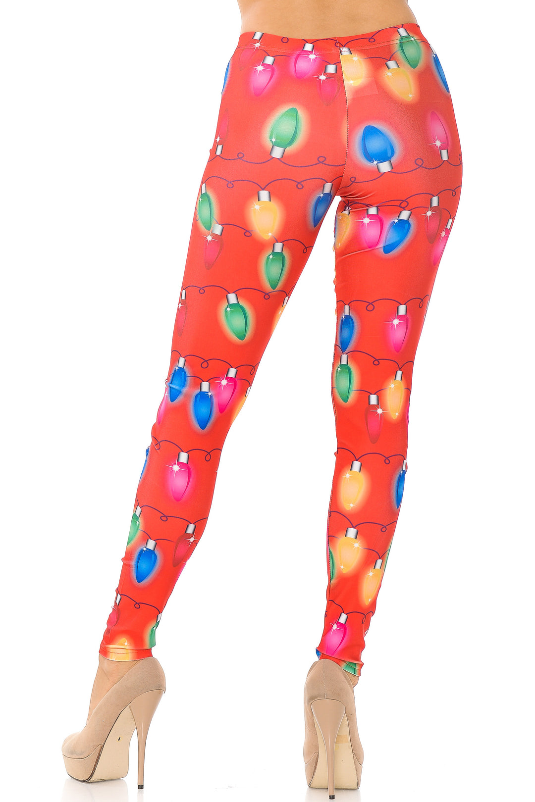 Ruby Red Colorful Christmas Lights Leggings - Plus Size - 1XL 2XL 3XL