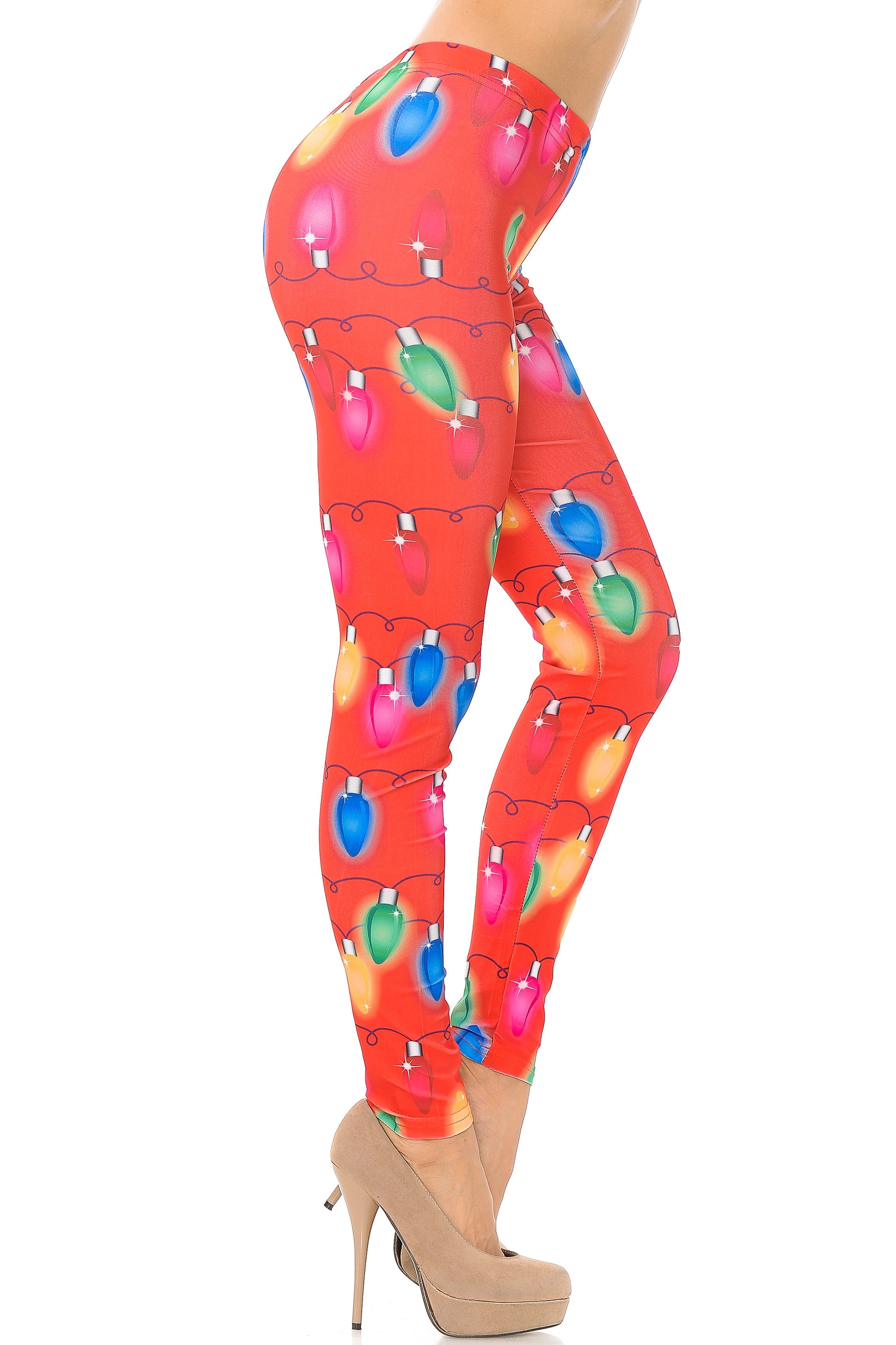 Ruby Red Colorful Christmas Lights Leggings - Plus Size - 1XL 2XL 3XL