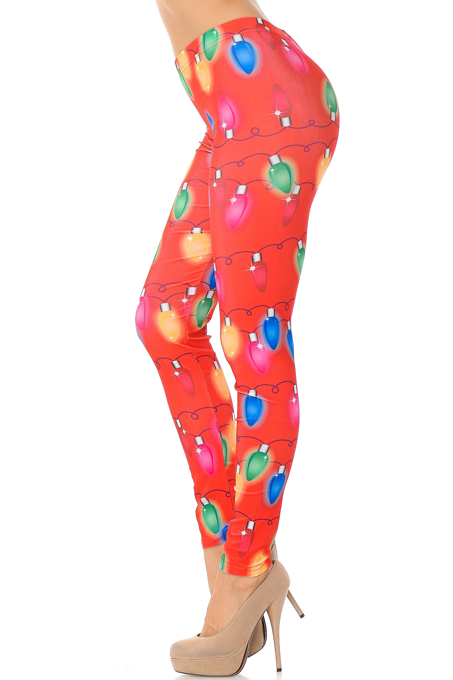 Ruby Red Colorful Christmas Lights Leggings - Plus Size - 1XL 2XL 3XL
